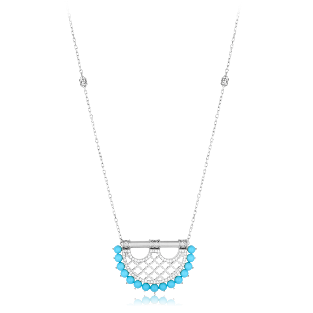 Heritage Medium Turquoise Border Diamond Pendant