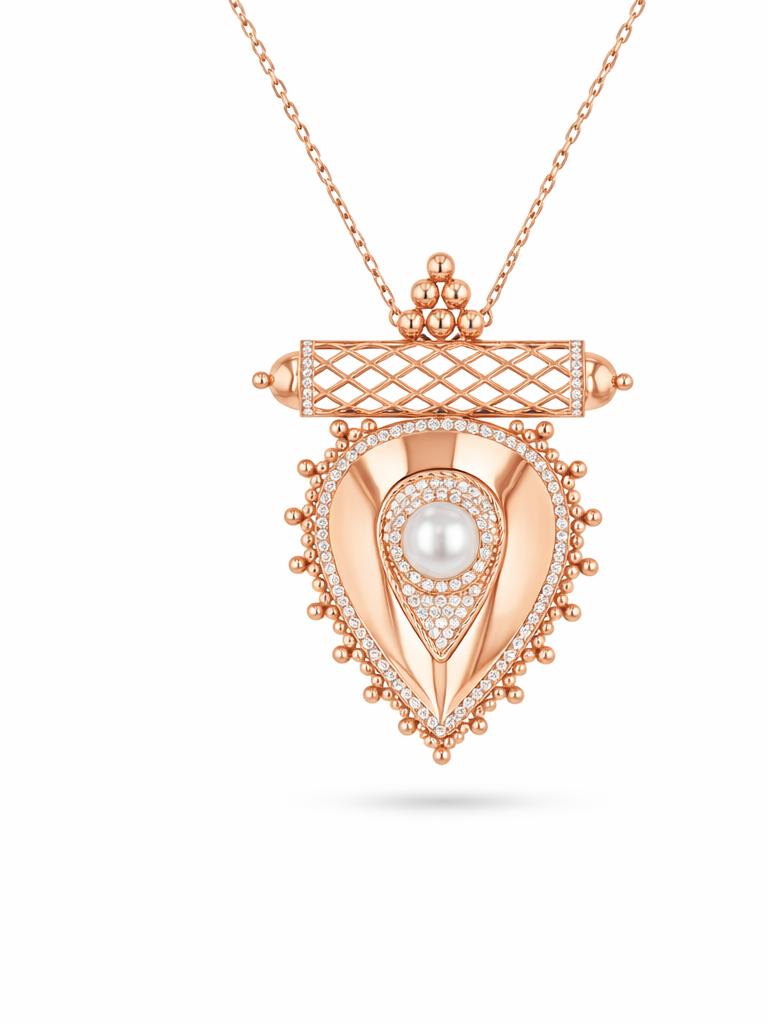 Al Qasr Medium Pendant – Pearl | Rose Gold