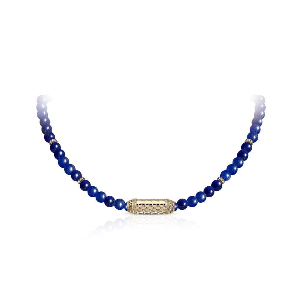 Harmony Lapis Lazuli Beads Necklace Border Diamond