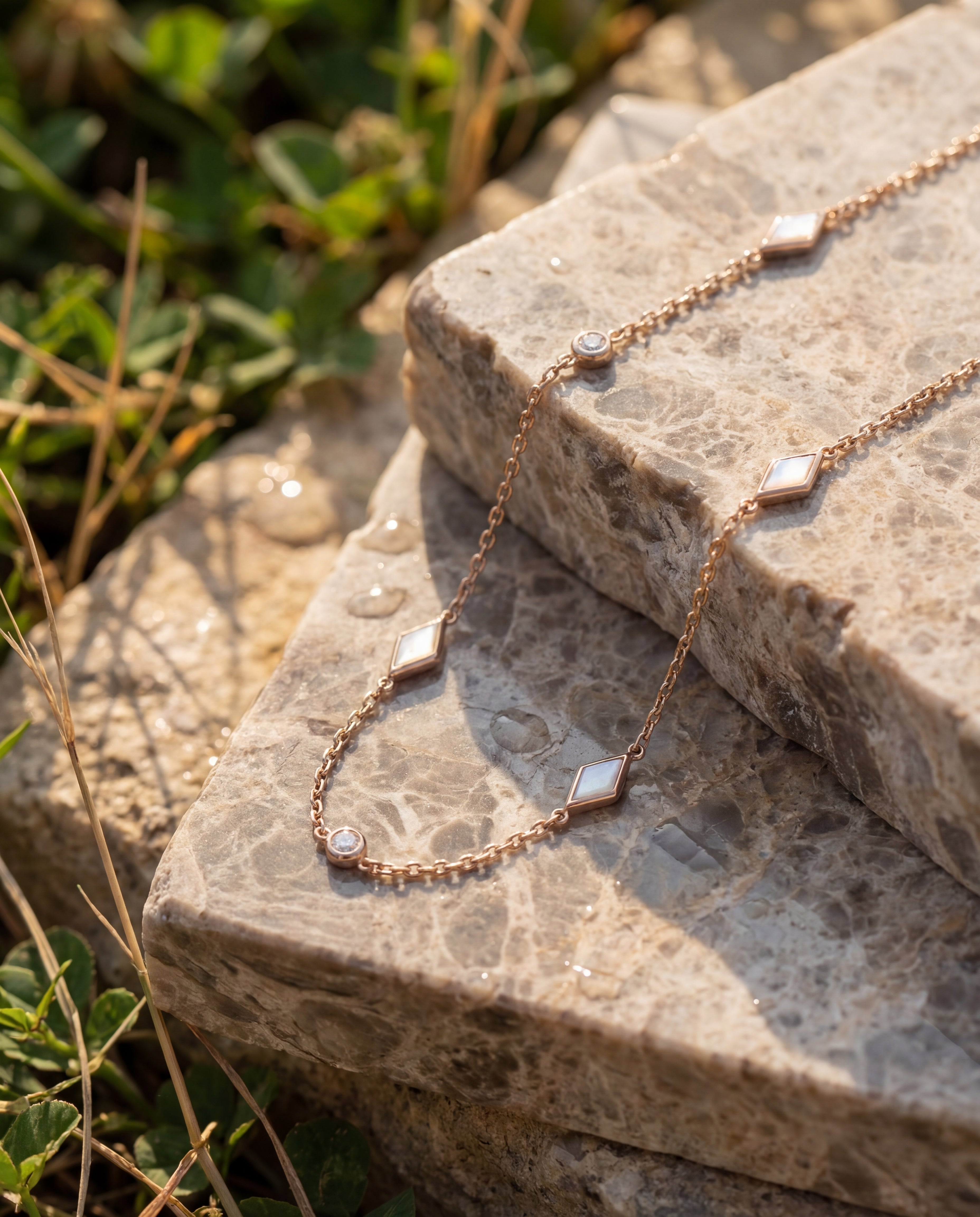 Eternity Mother of Pearl Necklace – White Gold