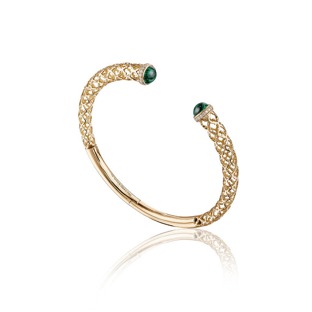 Lace Hoop Slim Bangle in Malachite