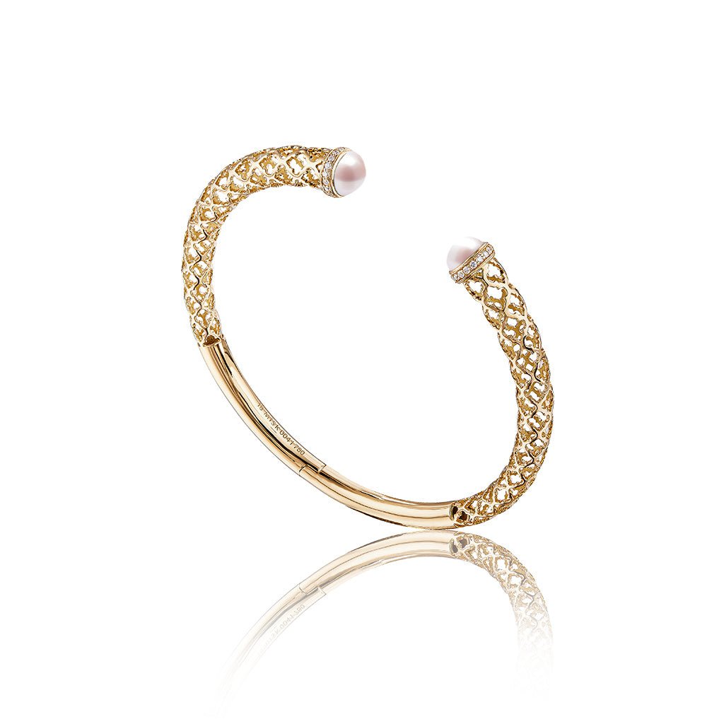 Lace Hoop Slim Bangle in Pearl