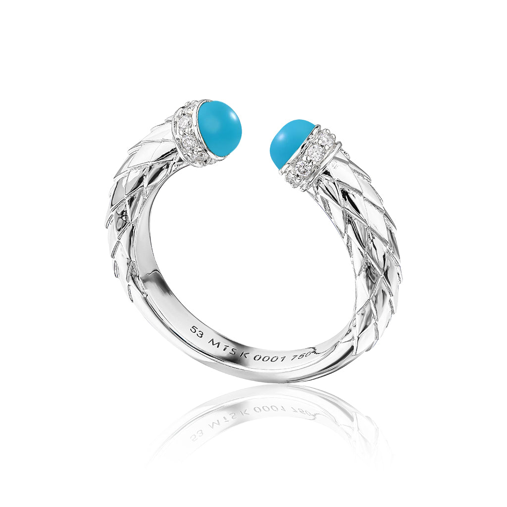 Harmony Open Turquoise Slim Ring Border Diamond