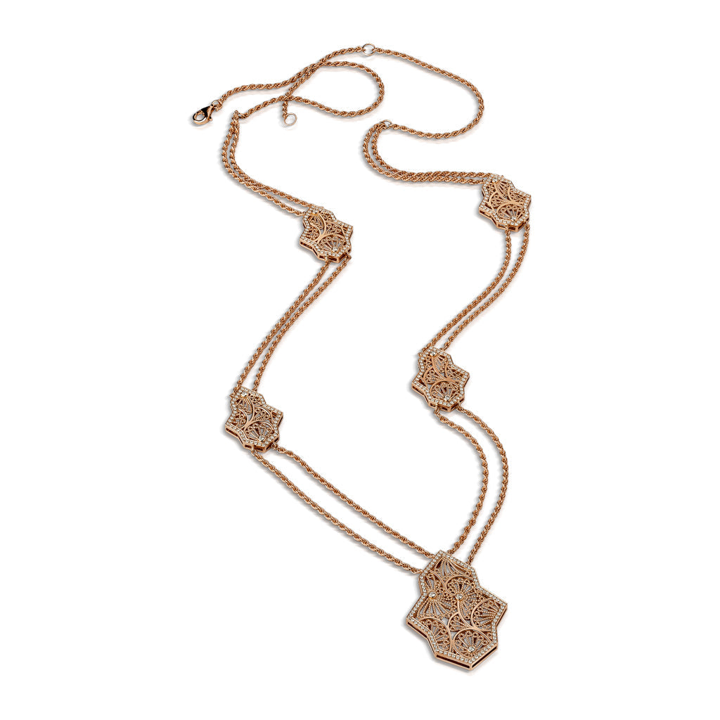 Al Mona Large Leaf Necklace#Gold_Rose Gold