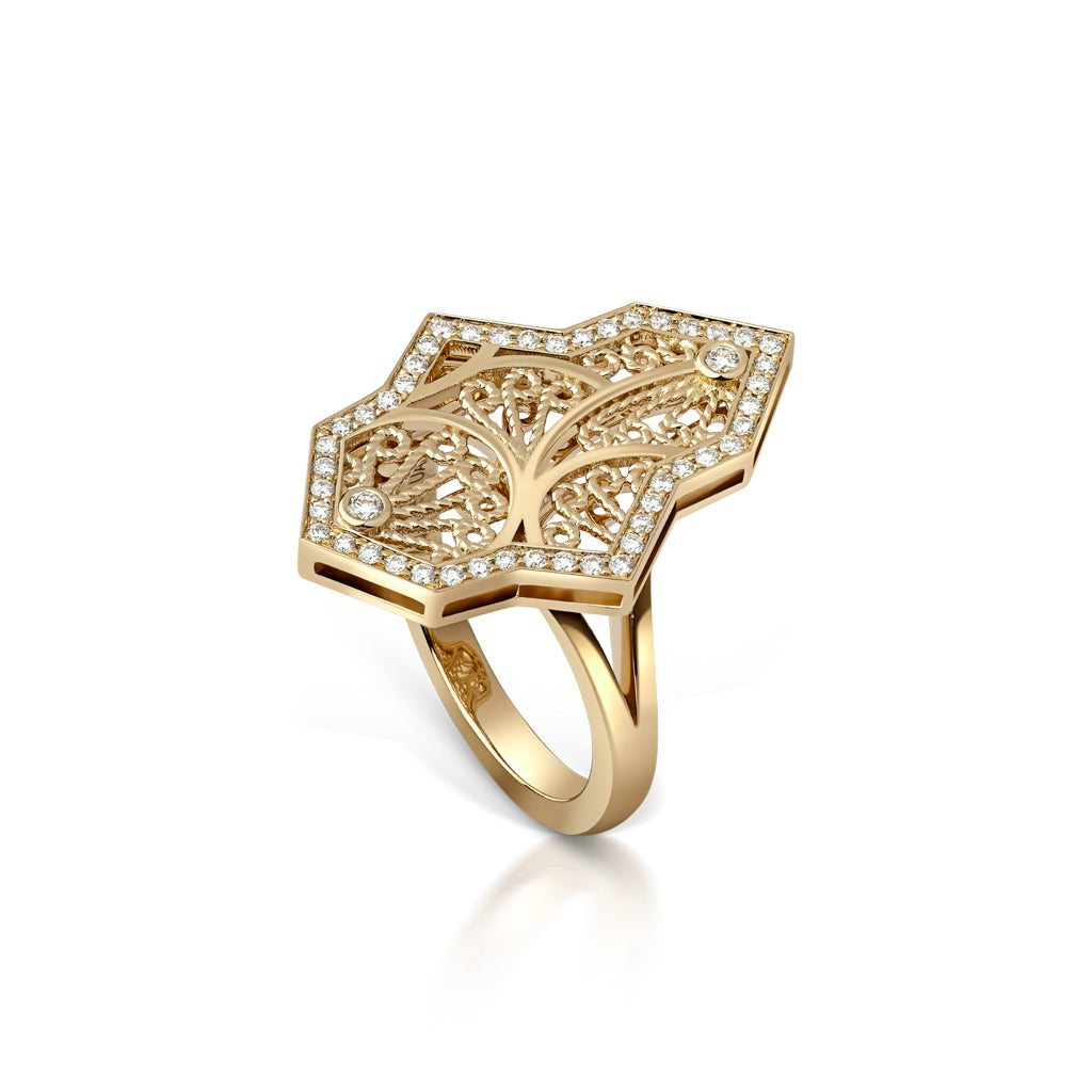 Al Mona Leaf Ring#Gold_Yellow Gold
