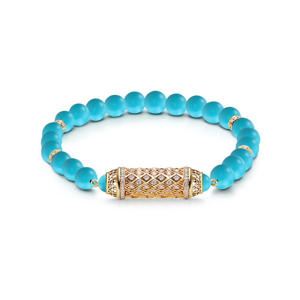 Harmony Turquoise Beads Bracelet Full Diamond