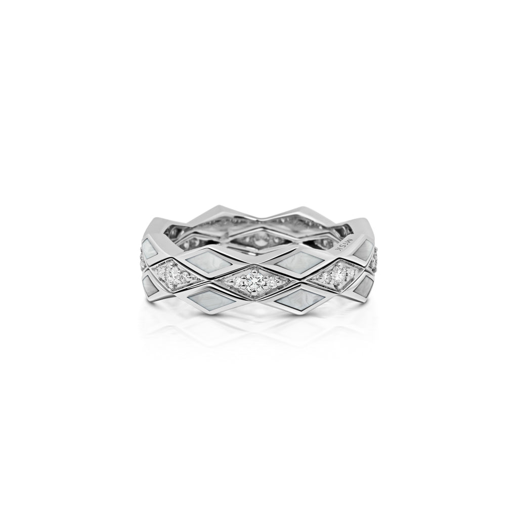 Eternity Large Mother of Pearl Ring#Gold_White Gold