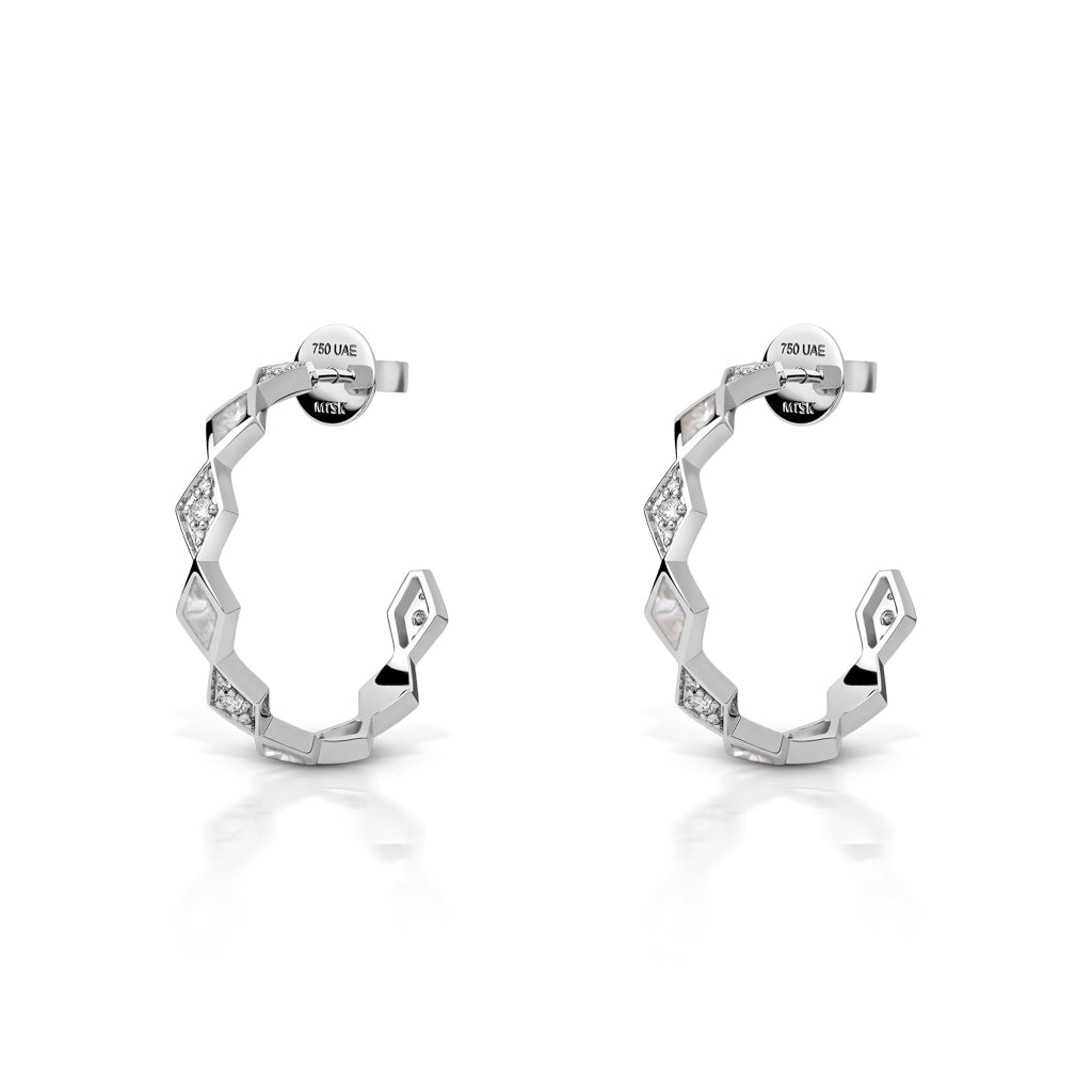 Eternity Medium Mother of Pearl Hoop Earrings