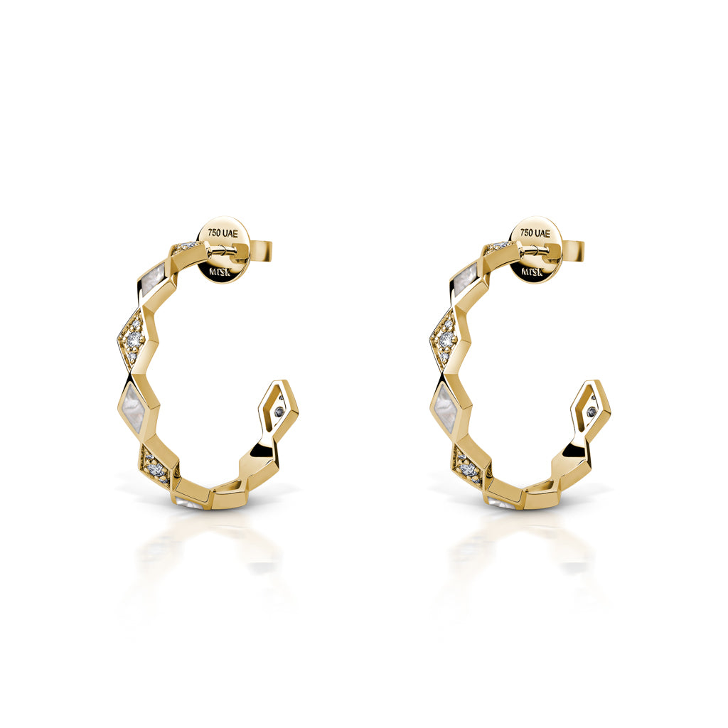 Eternity Medium Mother of Pearl Hoop Earrings