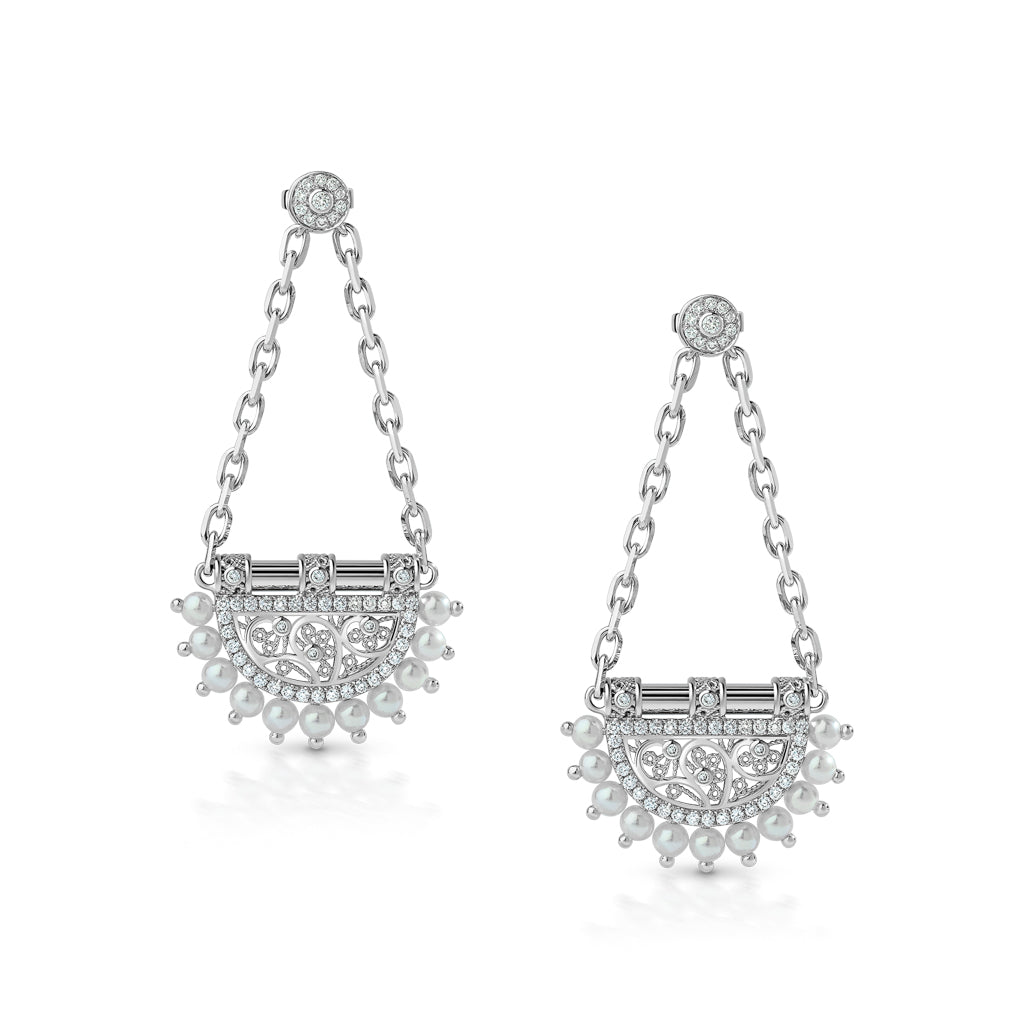 Heritage Al Mona Small Chandelier Earrings#Gold_White Gold