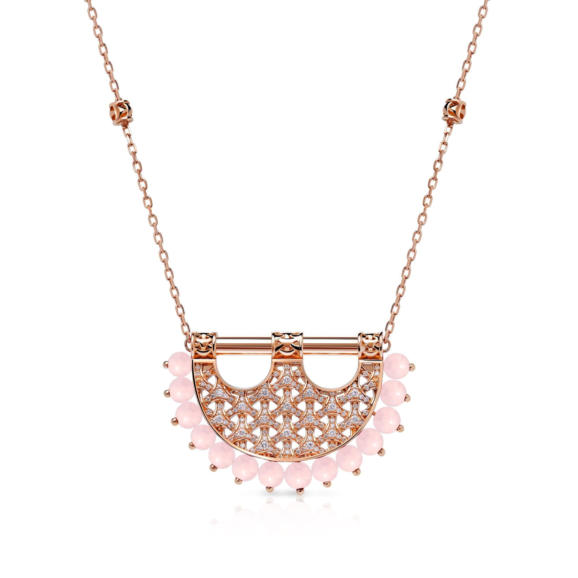 Heritage Rose Quartz Pendant in Medium Full Diamond