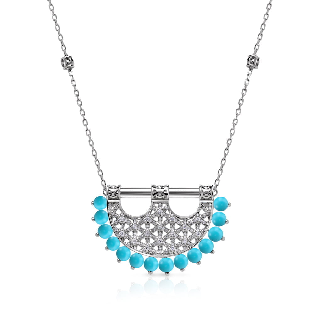 Heritage Turquoise Medium Full Diamond Pendant