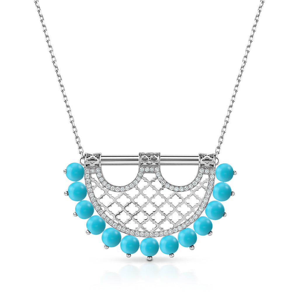 Heritage Turquoise Medium 2 Border Diamond Pendant