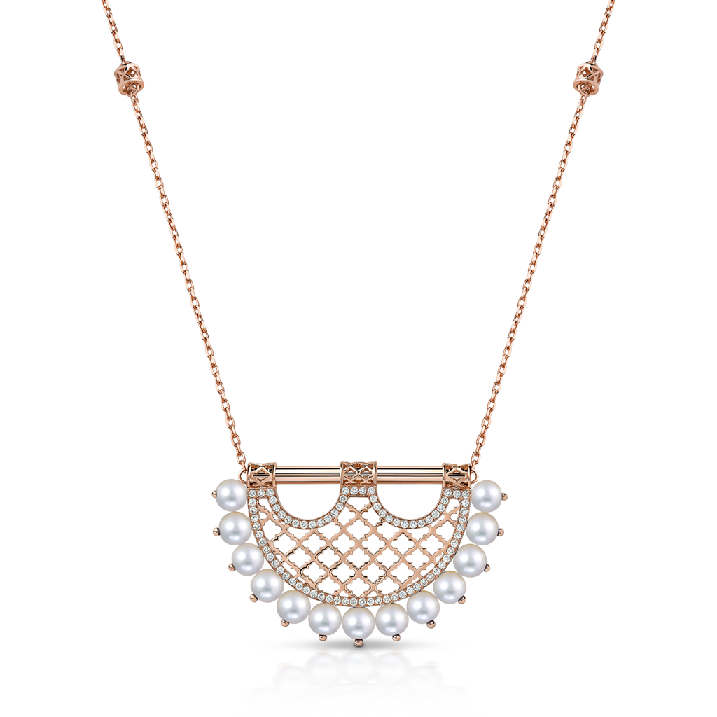 Heritage Medium 2 Pearl Border Diamond Pendant