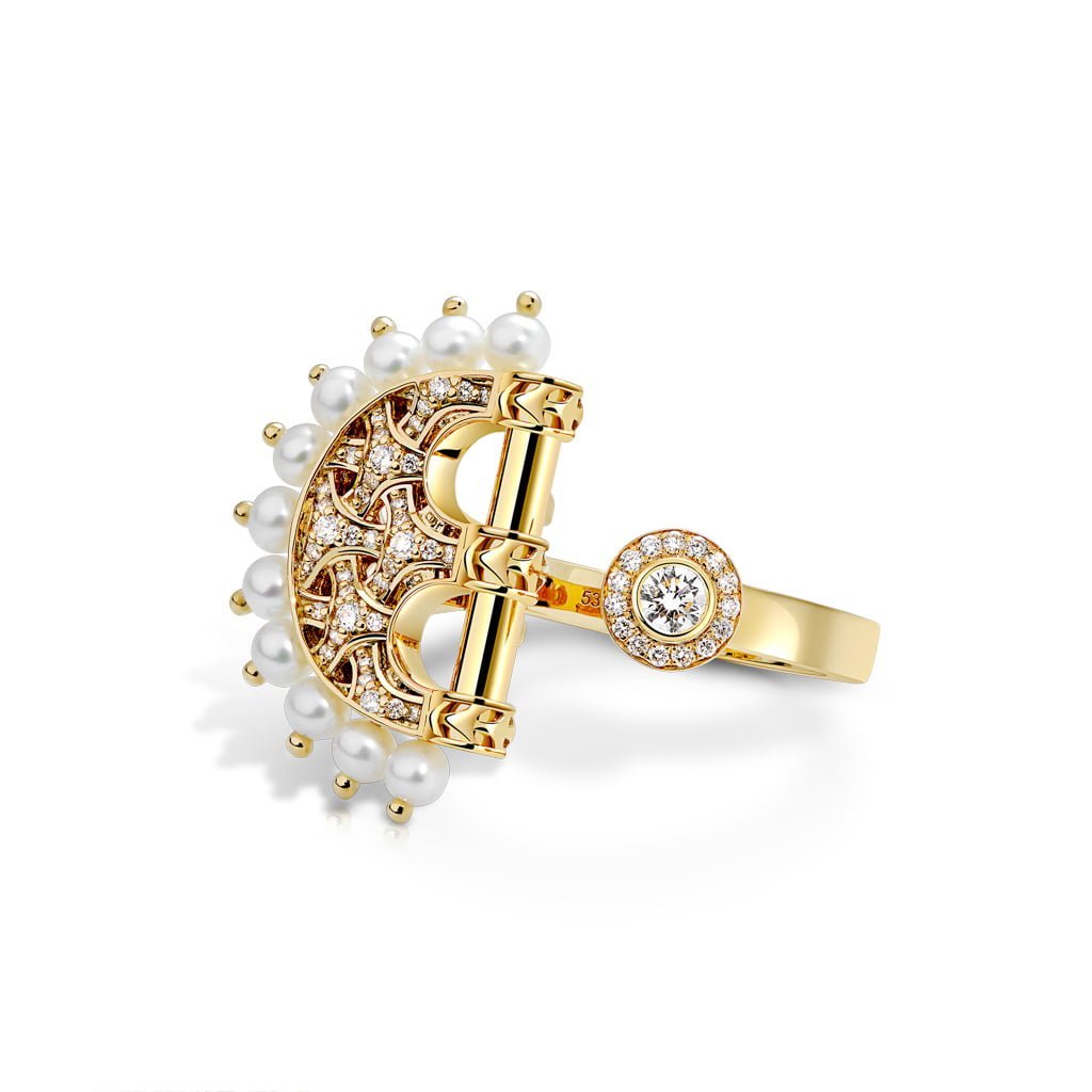 Heritage Agate Full Diamond Ring — Pearl#Stone_Pearl