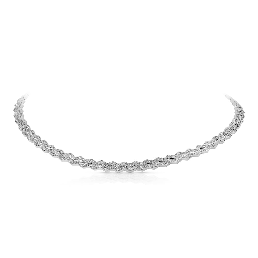 Eternity Large Full Diamond White Gold Necklace