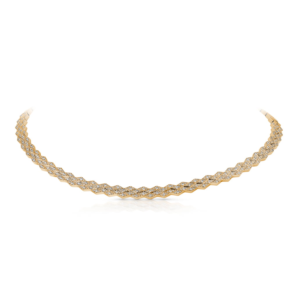 Eternity Large Full Diamond Yellow Gold Necklace