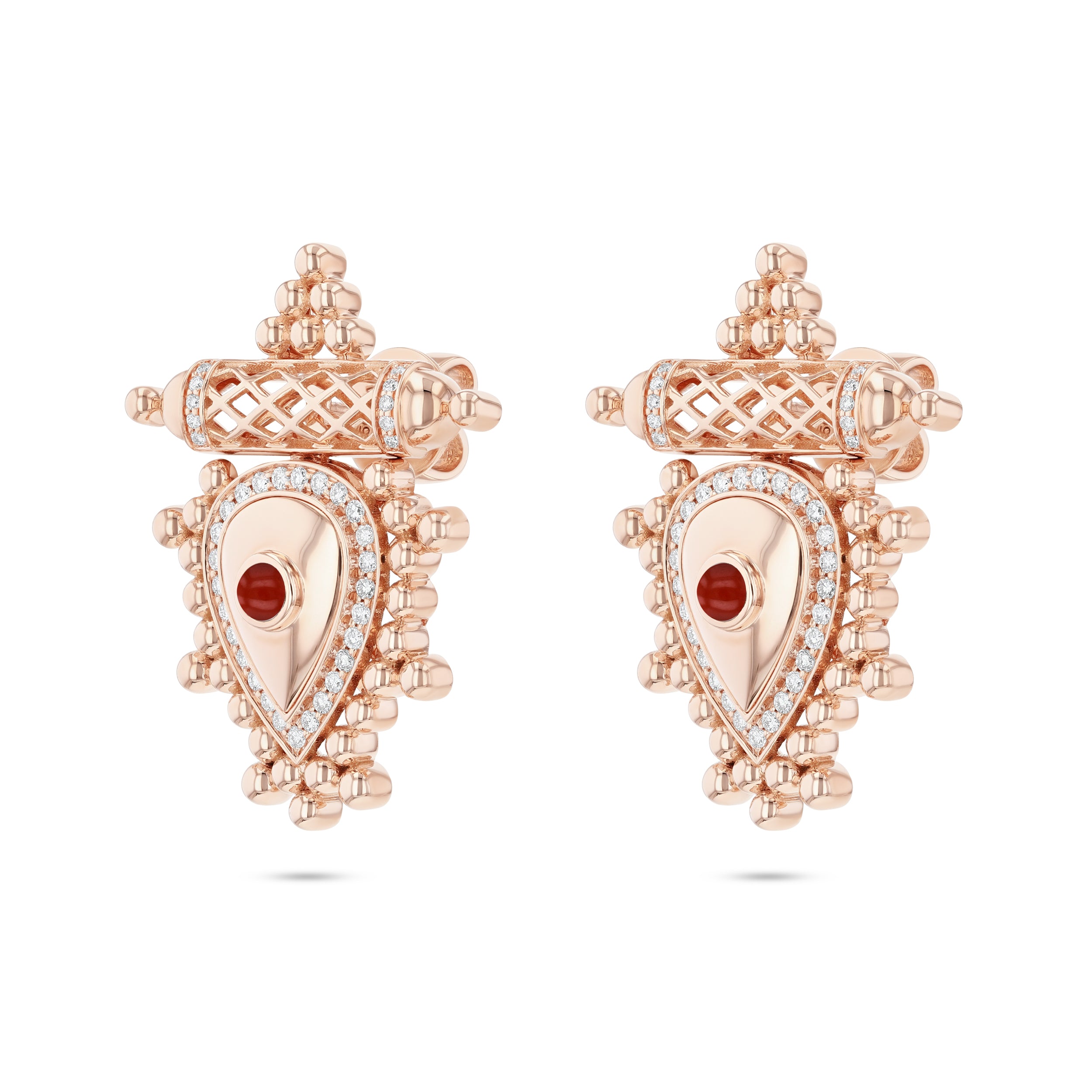 Al Qasr Medium Earrings – Agate | Rose Gold