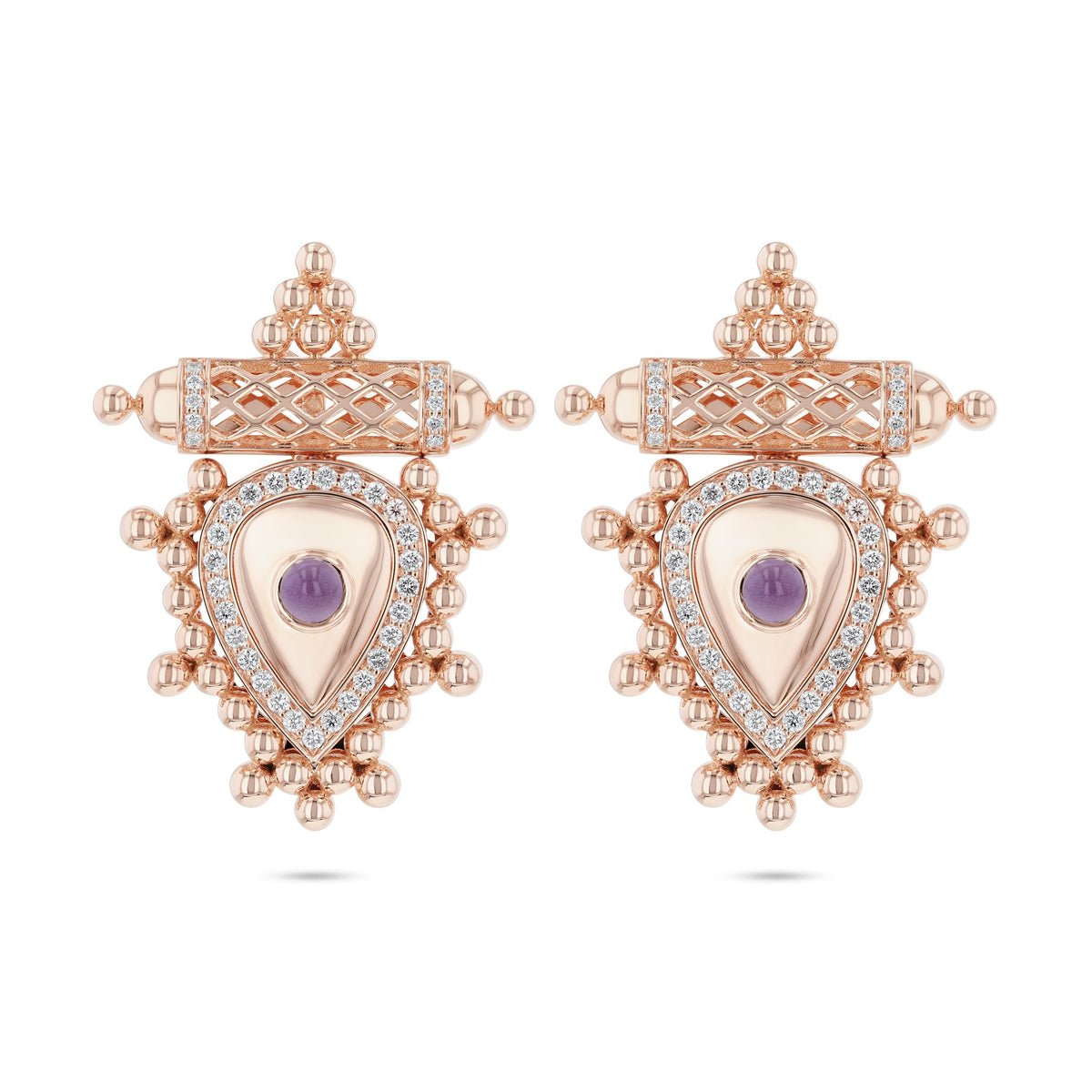 Al Qasr Medium Earrings Pearl — Amethyst#Stone_Amethyst