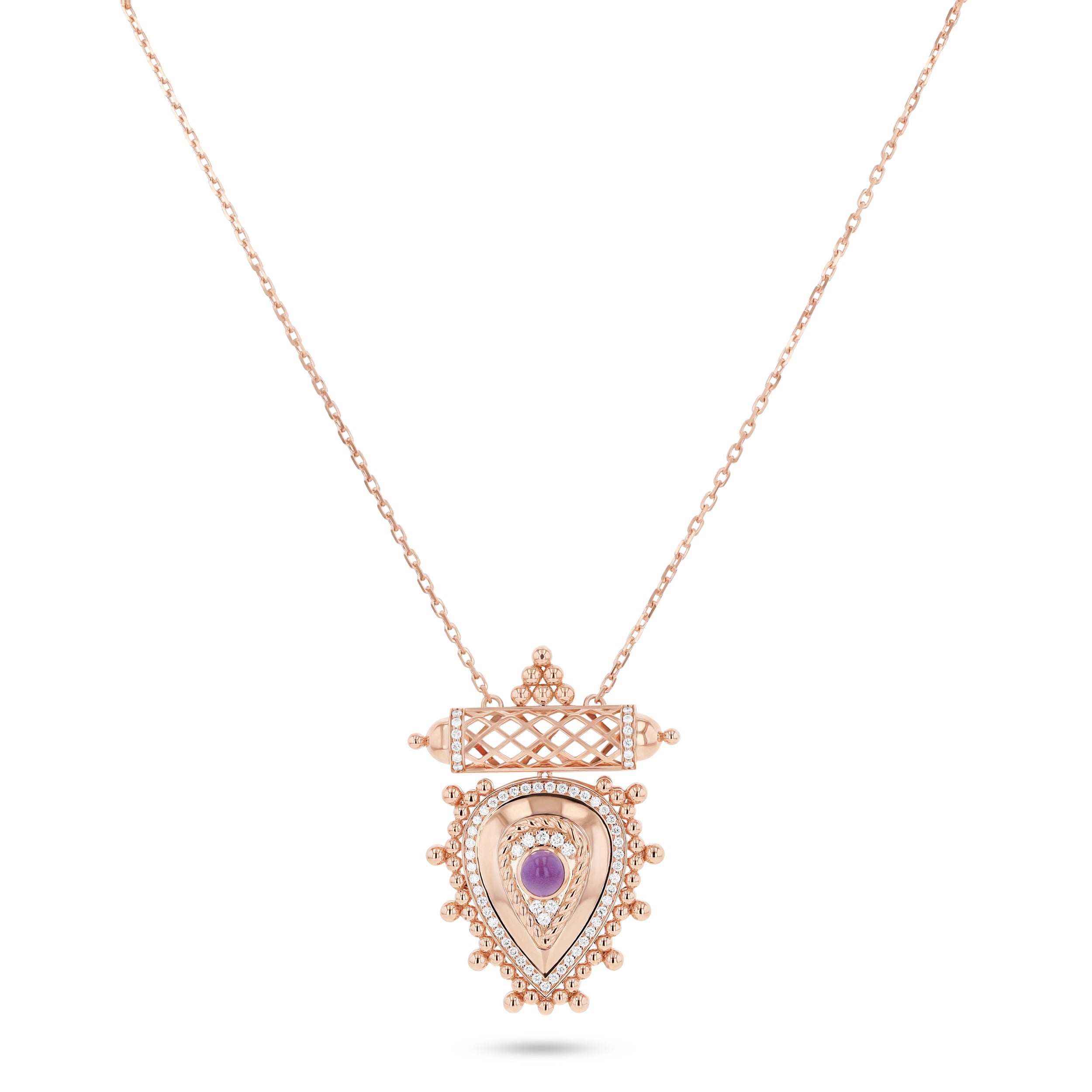 Al Qasr Small Pendant – Amethyst | Rose Gold