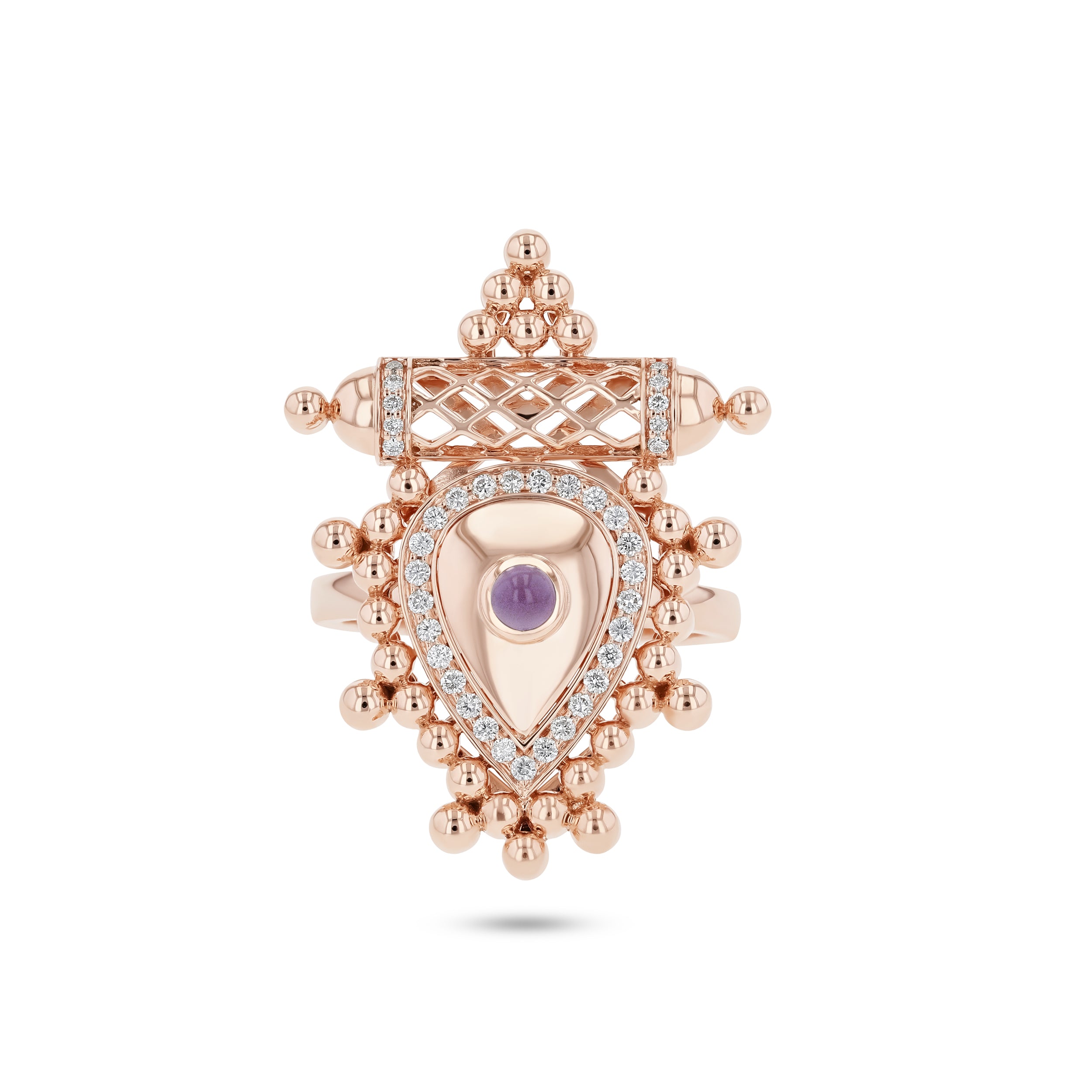 Al Qasr Large Ring – Amethyst | Rose Gold