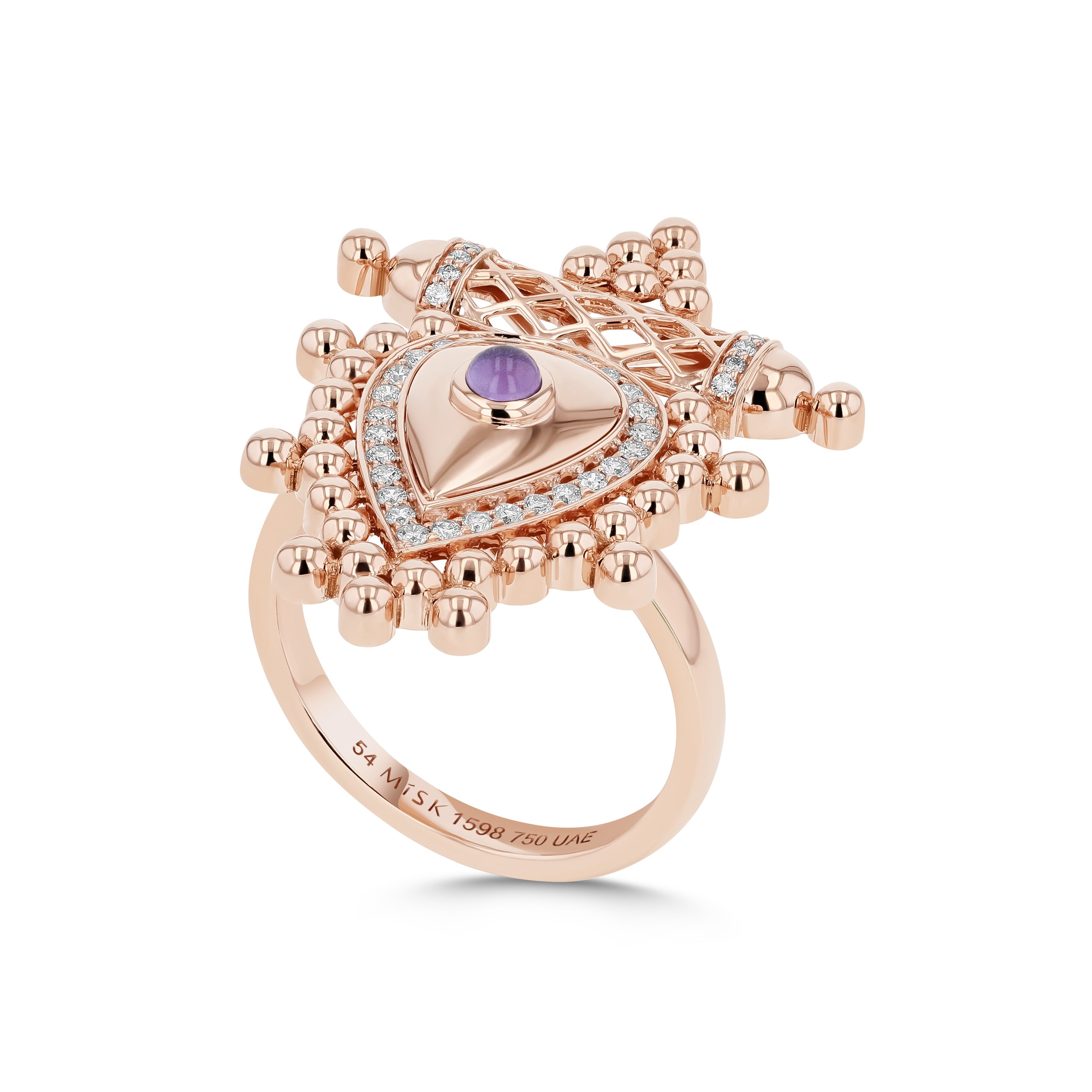 Al Qasr Large Ring – Amethyst | Rose Gold