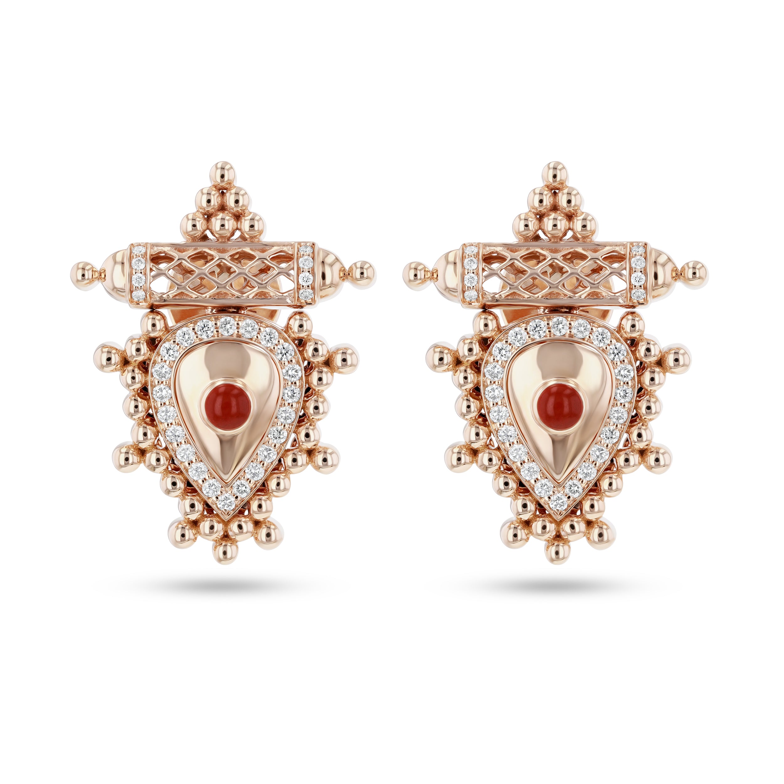 Al Qasr Small Earrings – Agate | Rose Gold