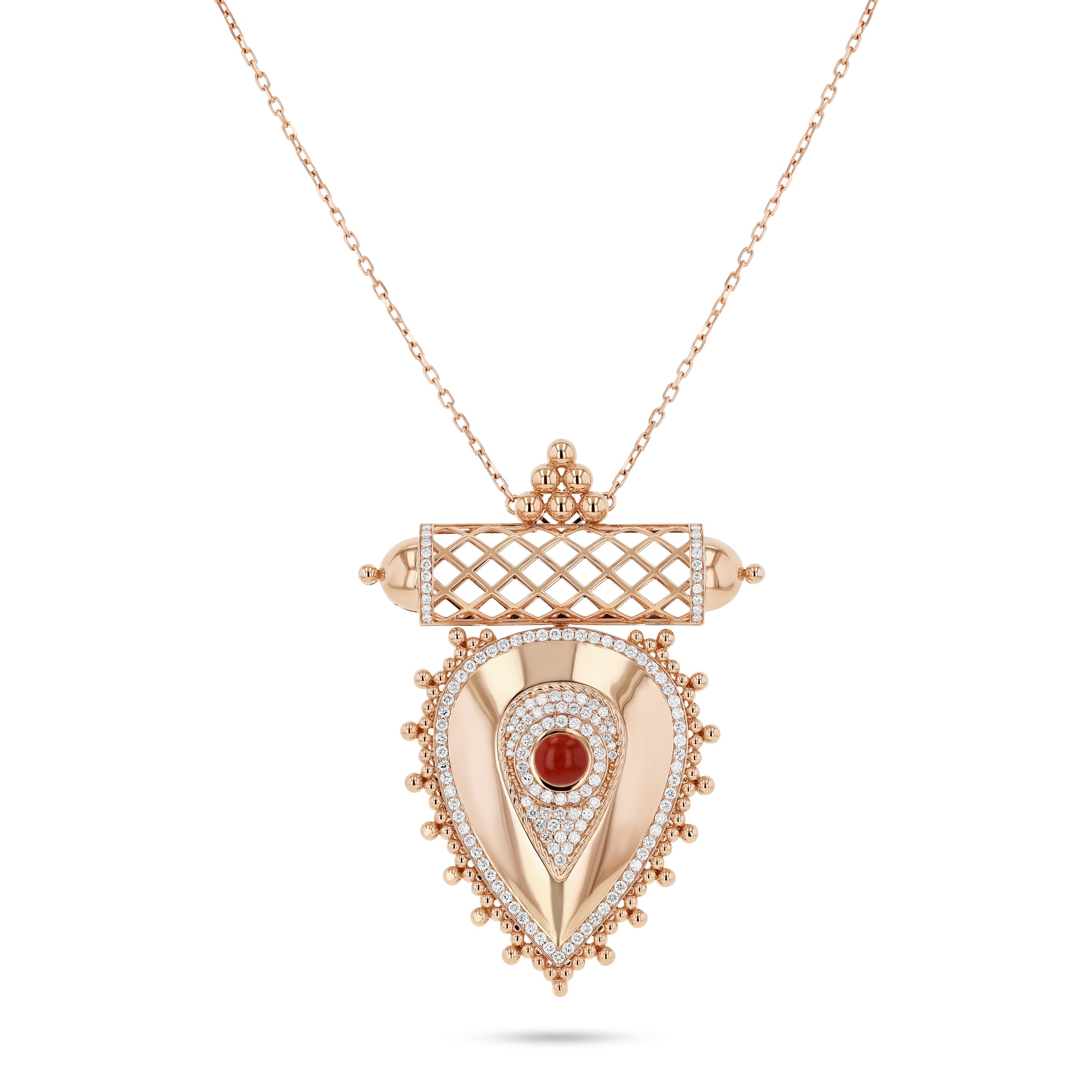Al Qasr X-Large Pendant – Agate | Rose Gold