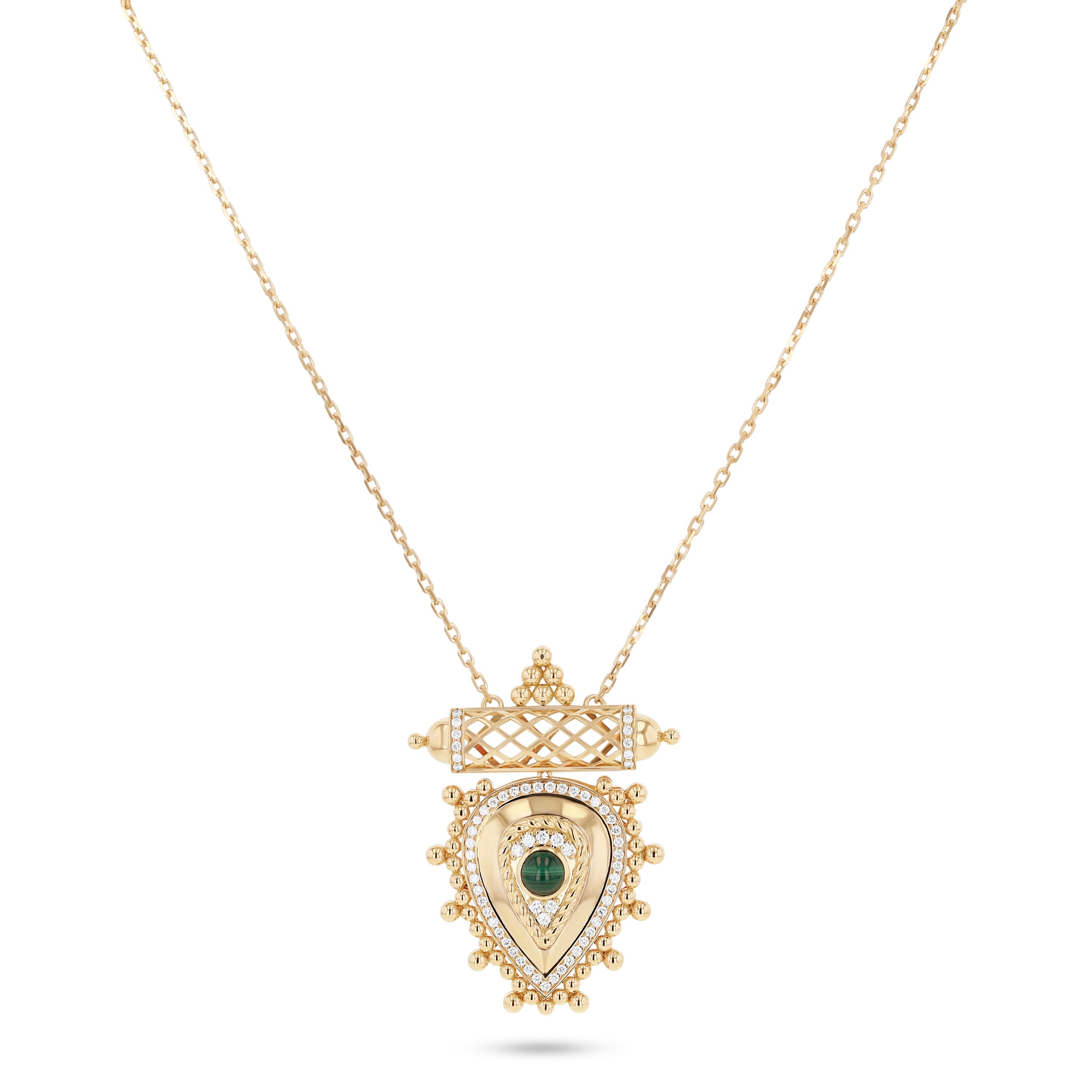Al Qasr Small Pendant – Malachite | Yellow Gold