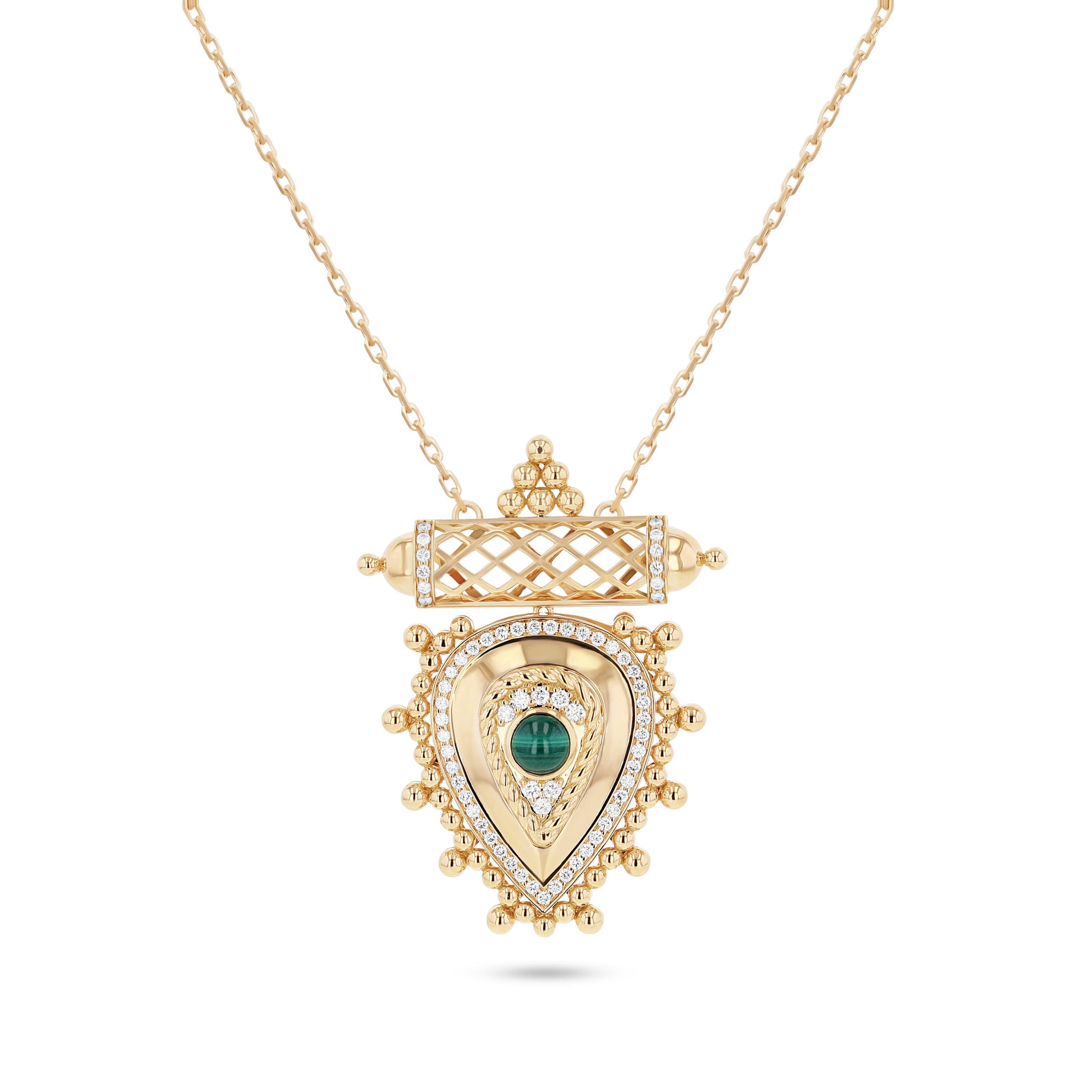 Al Qasr Small Pendant – Malachite | Yellow Gold
