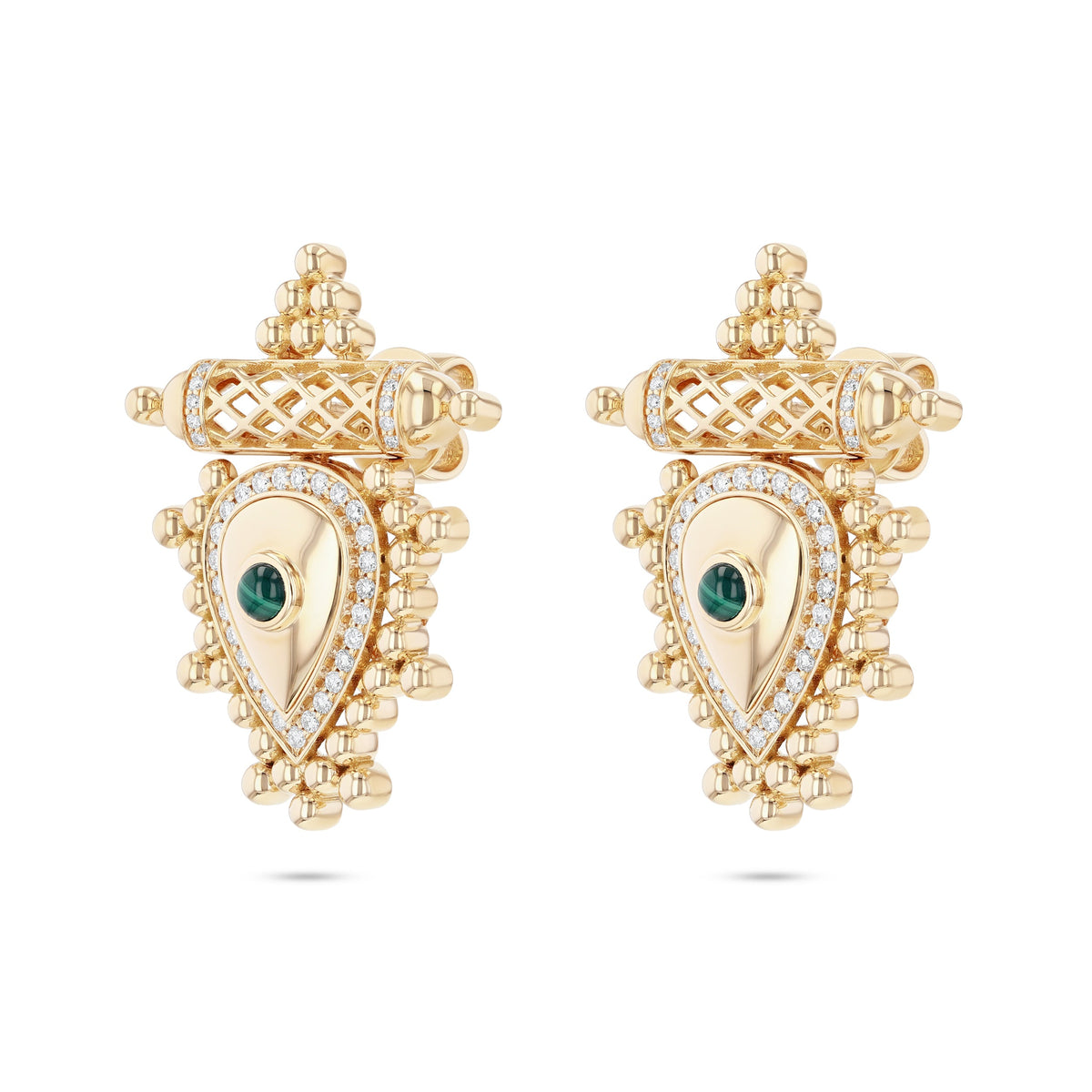 Al Qasr Medium Earrings Pearl — Malachite#Stone_Malachite