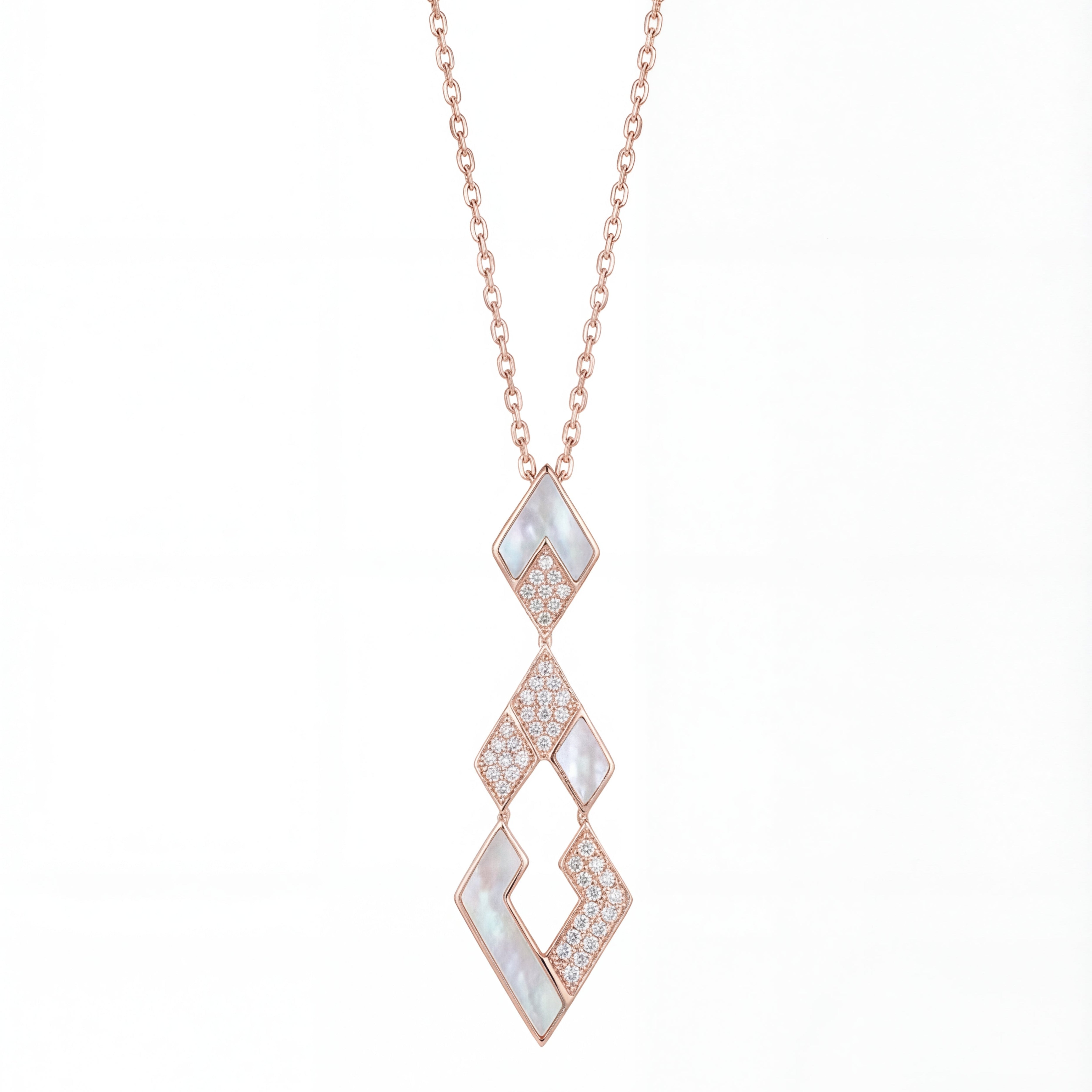 Eternity Large Pendant- Rose Gold, Mother of Pearl & Diamonds