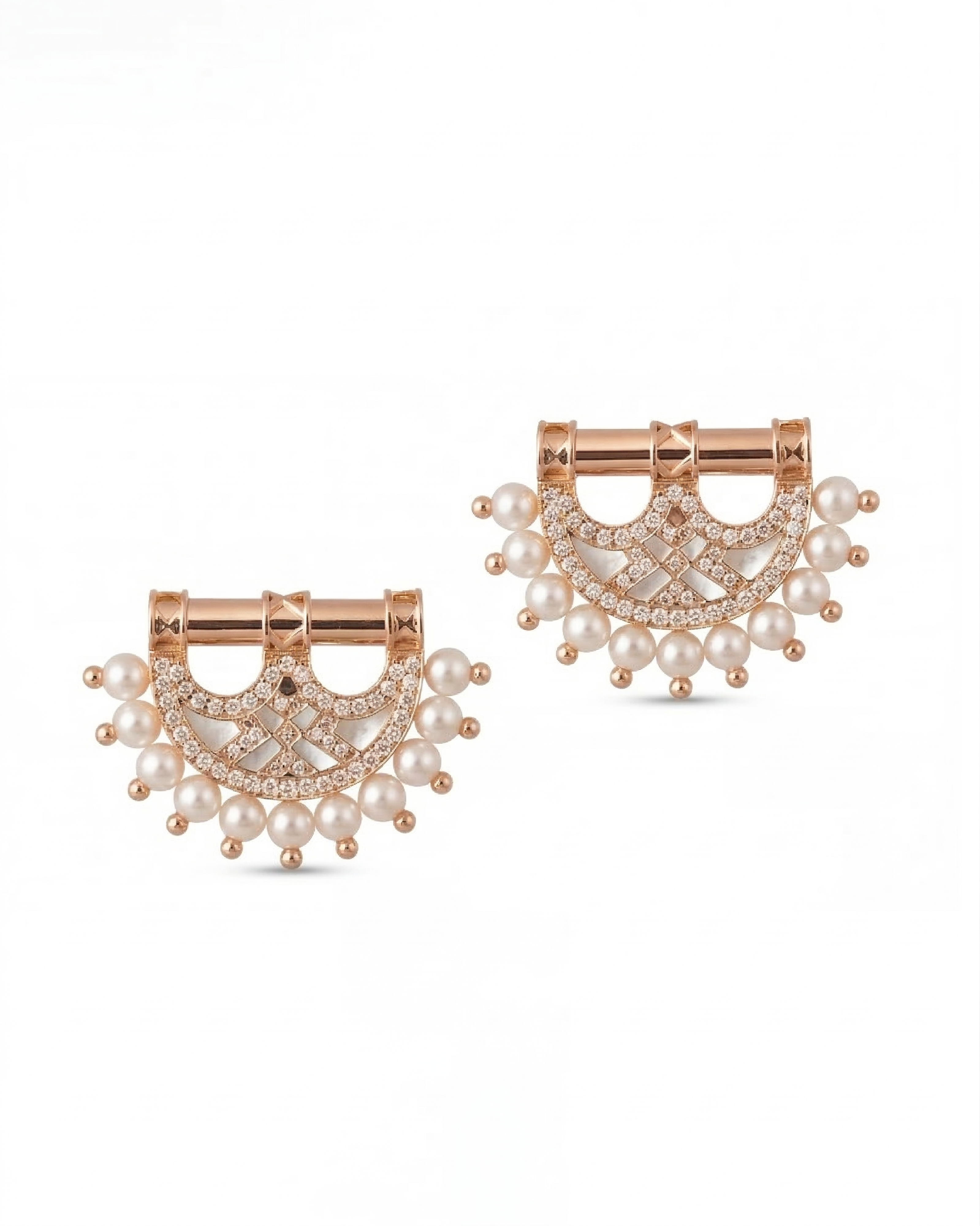 Heritage Mother of Pearl Earrings- Pearl Rose Gold