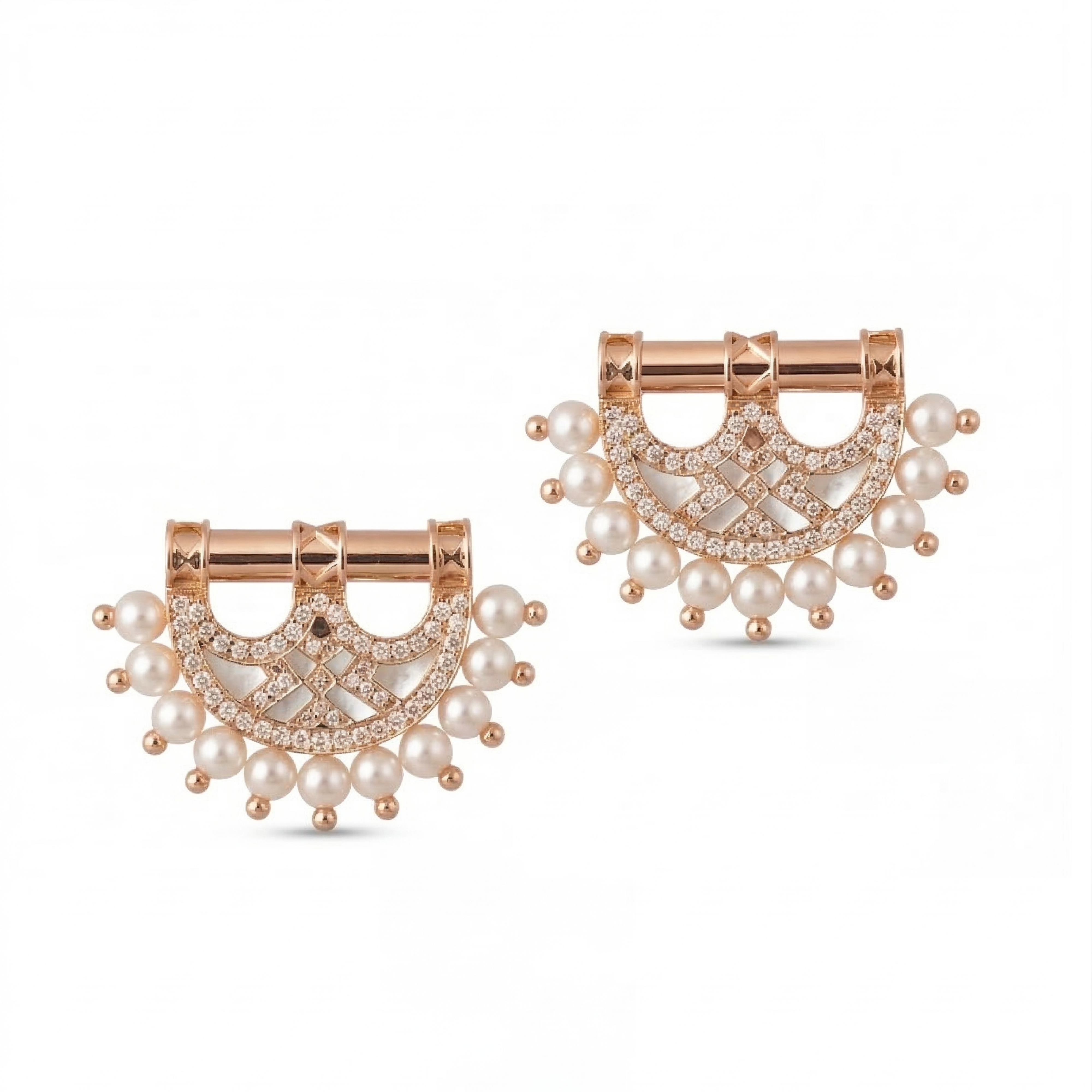 Heritage Mother of Pearl Earrings- Pearl Rose Gold