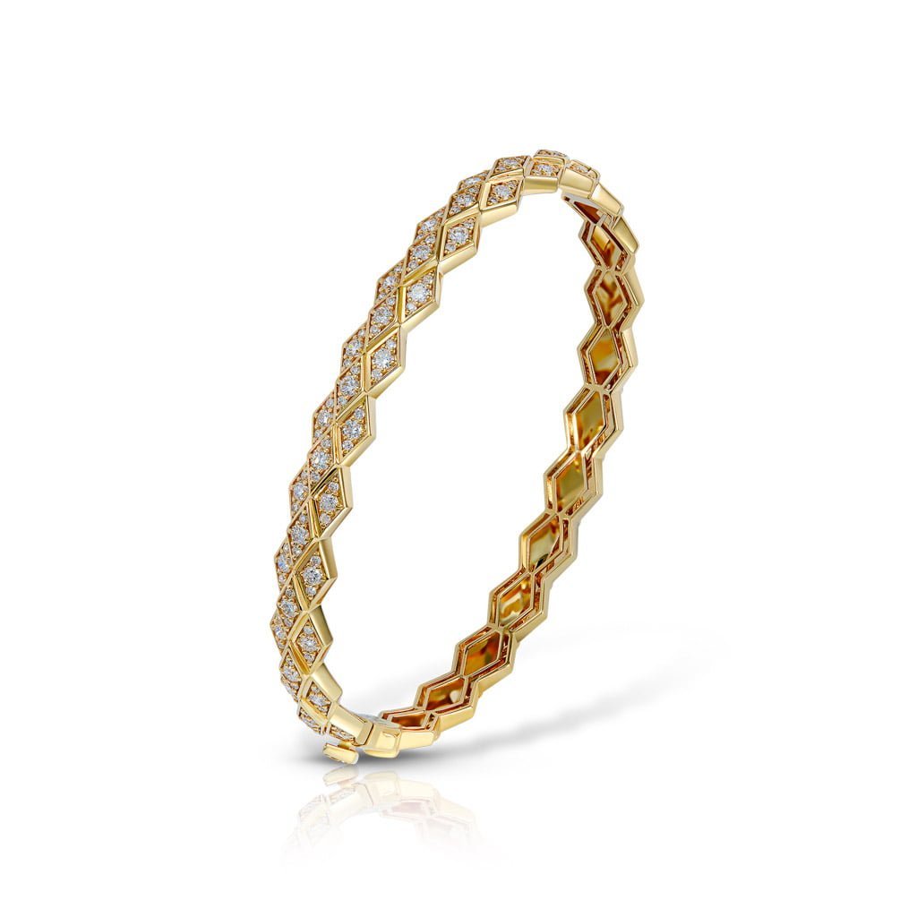 Eternity Full Diamond Bangle#Gold_Yellow Gold