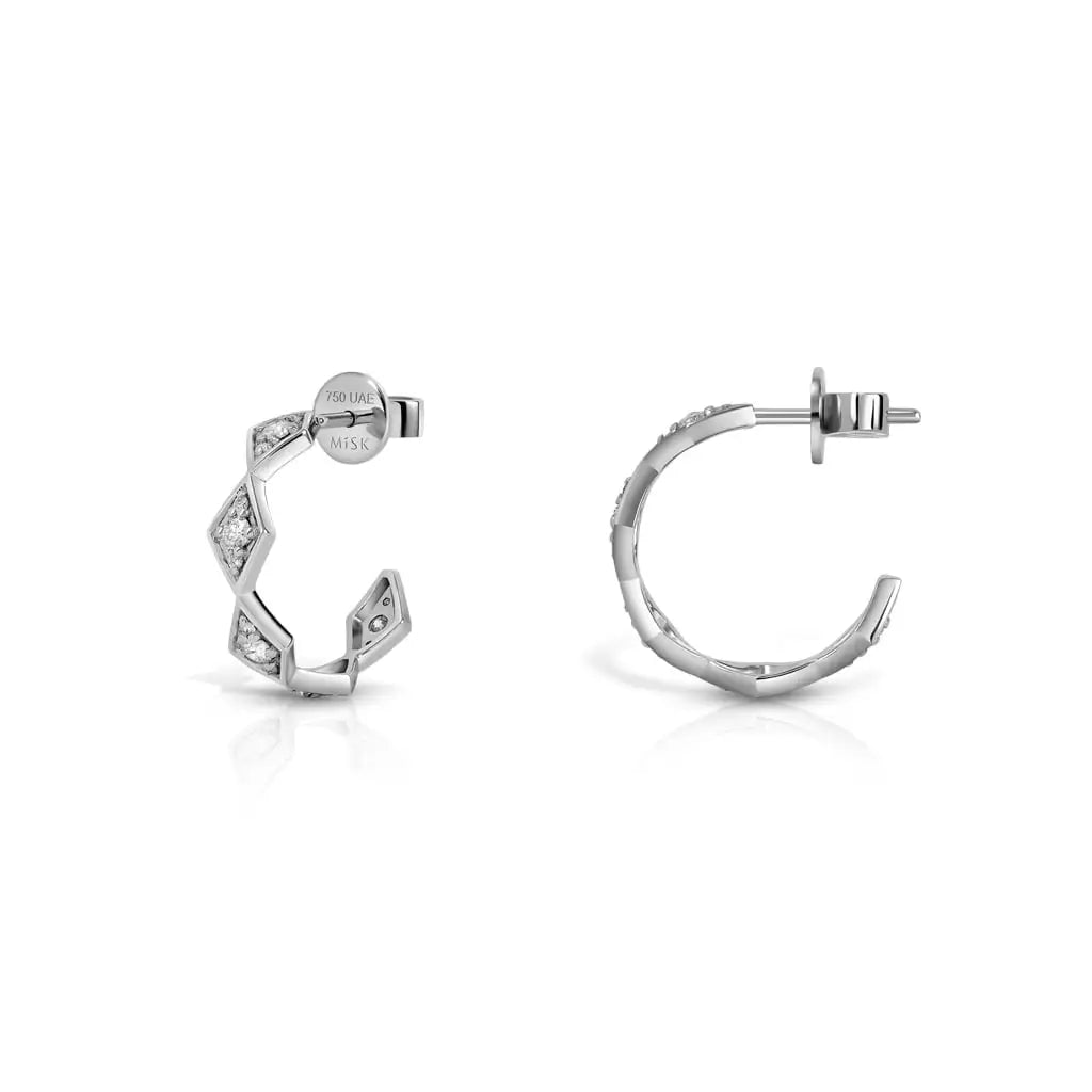 Eternity Small Full Diamond Hoop Earrings#Gold_White Gold