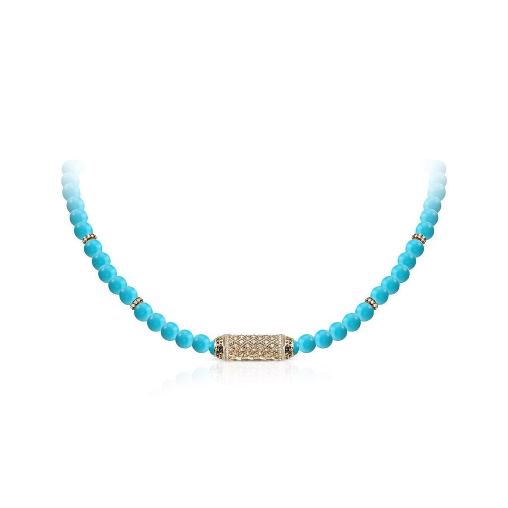 Harmony Turquoise Beads Necklace Full Diamond