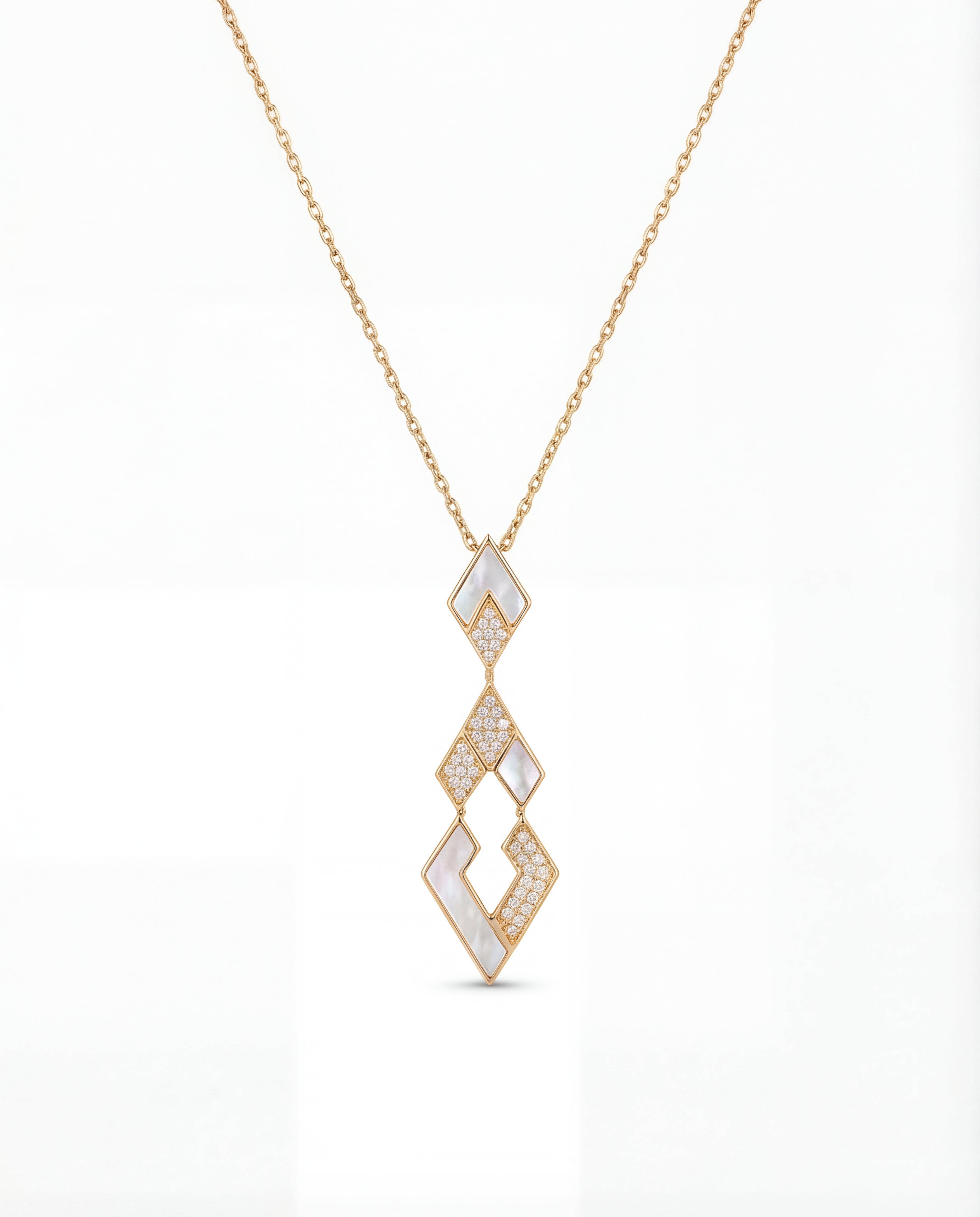 Eternity Small Pendant- Yellow Gold, Mother of Pearl & Diamonds