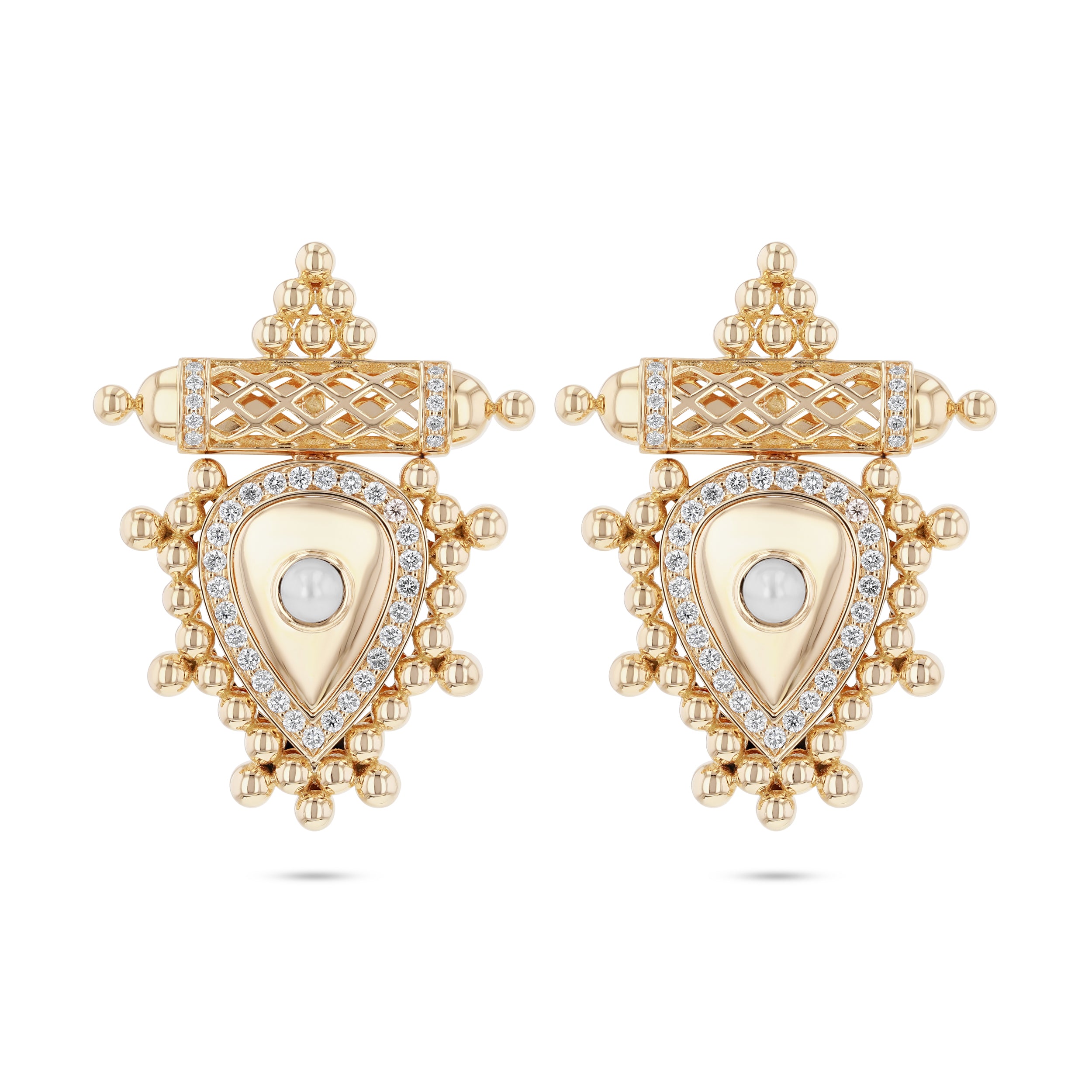 Al Qasr Medium Earrings – Pearl | Yellow Gold