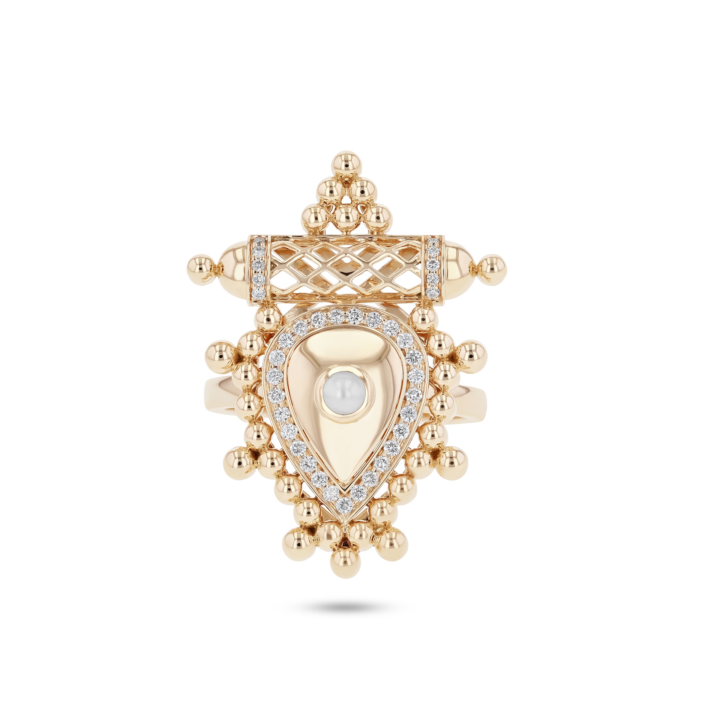 Al Qasr Large Ring – Pearl | Yellow Gold