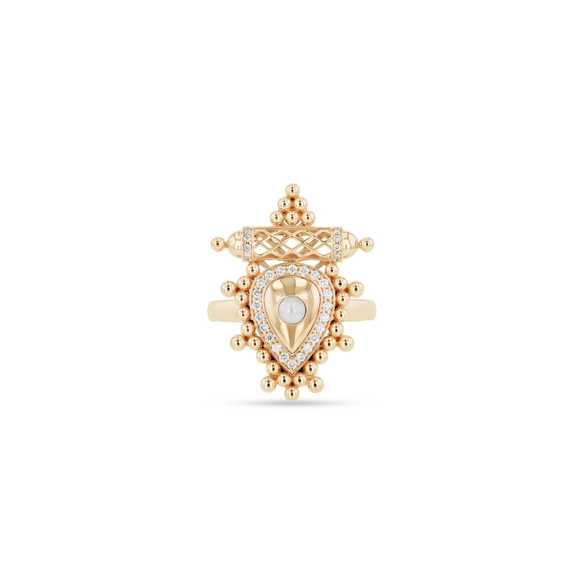 Al Qasr Small Ring - Pearl#Gold_Yellow Gold