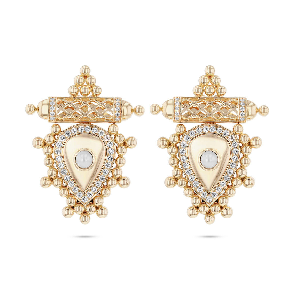 Al Qasr Medium Earrings Pearl#Gold_Yellow Gold