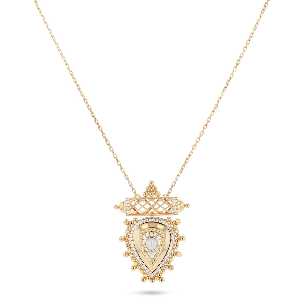 Al Qasr Small Pendant Pearl#Gold_Yellow Gold