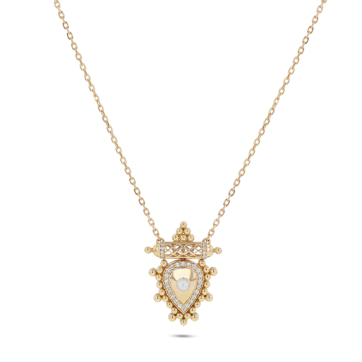 Al Qasr Mini Pendant Pearl#Gold_Yellow Gold
