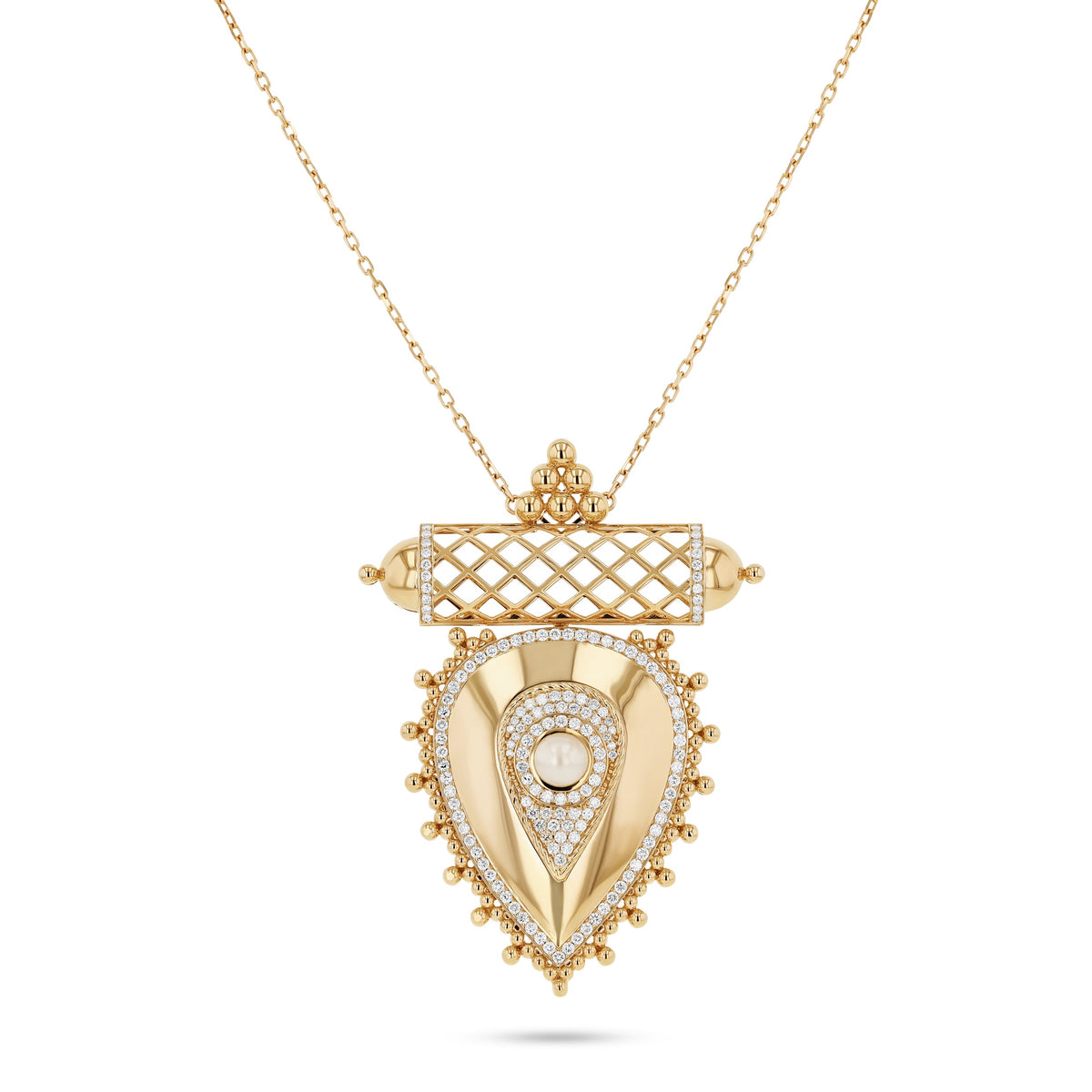 Al Qasr Large Pendant Pearl#Gold_Yellow Gold