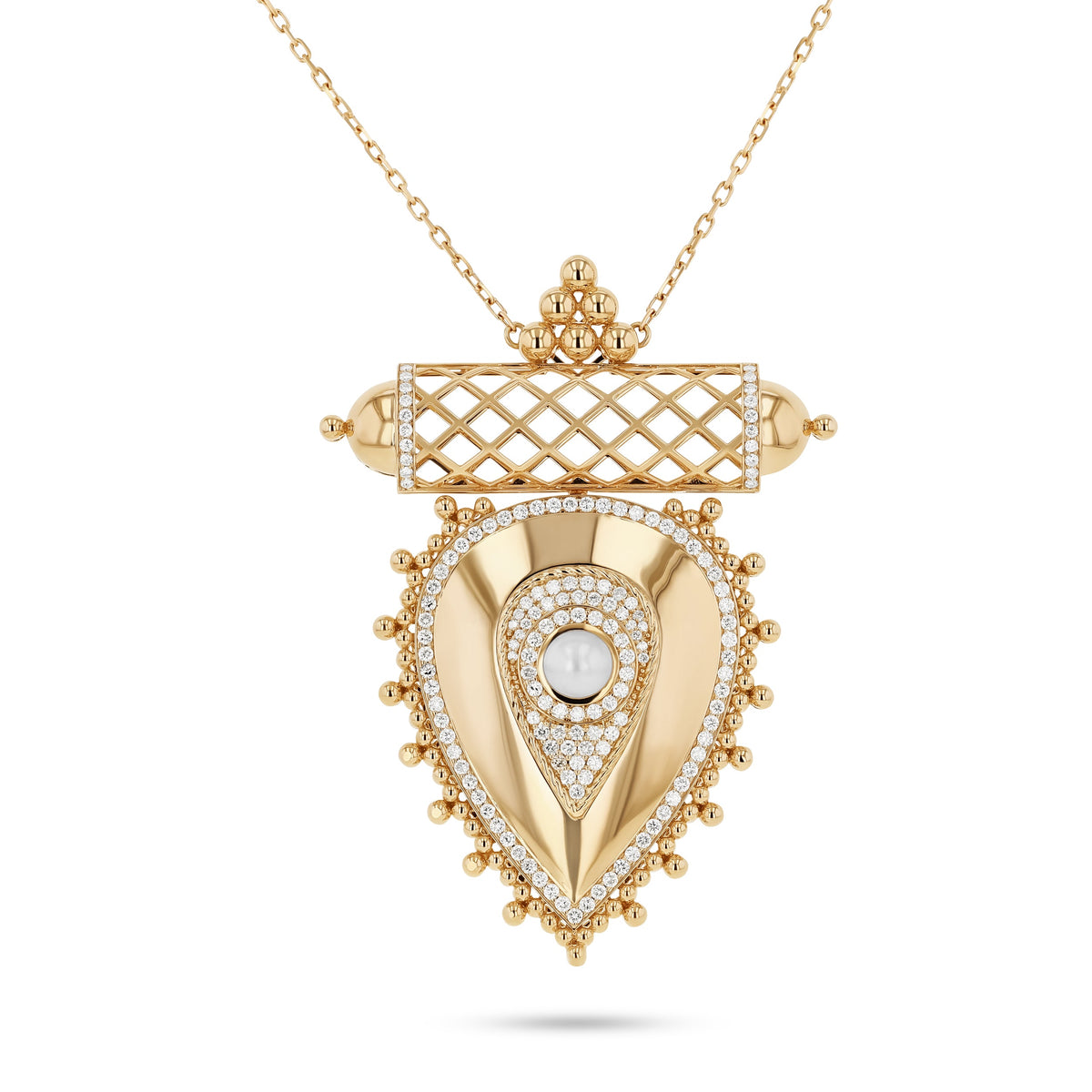 Al Qasr Large Pendant Pearl#Gold_Yellow Gold