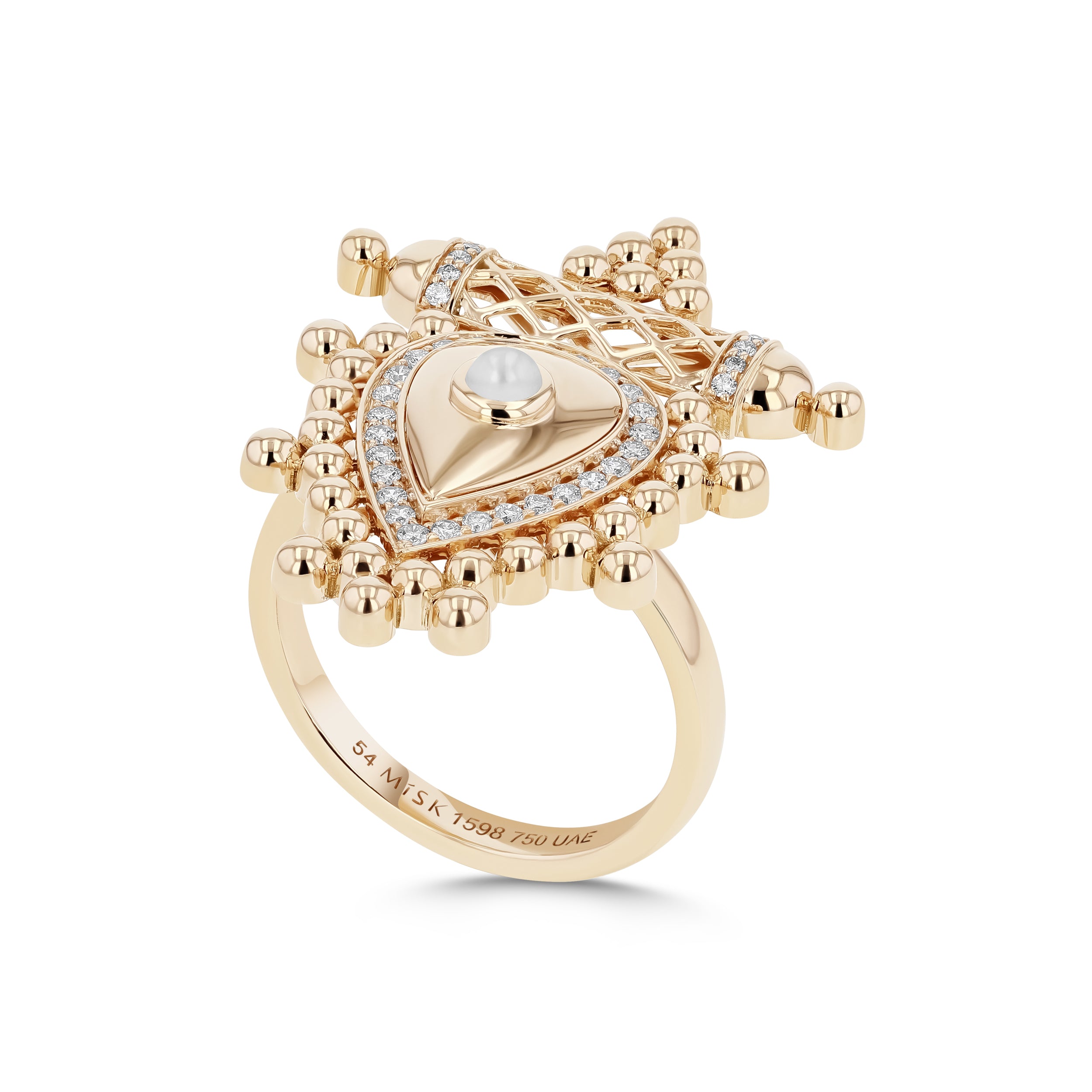 Al Qasr Large Ring – Pearl | Yellow Gold