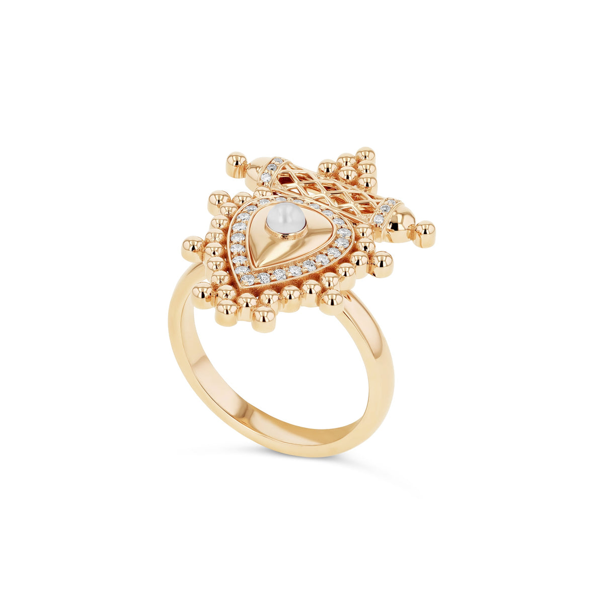 Al Qasr Small Ring - Pearl#Gold_Yellow Gold