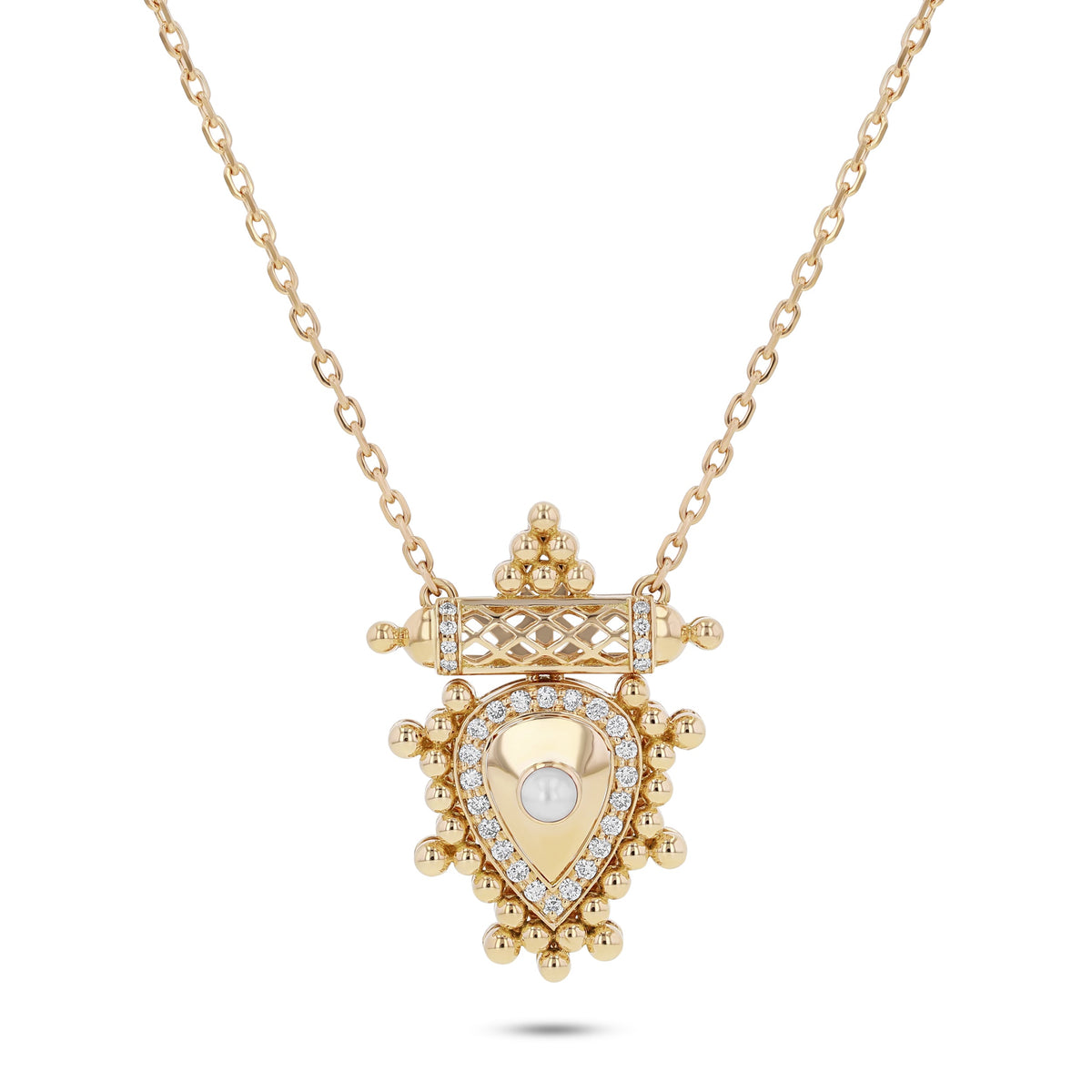 Al Qasr Mini Pendant Pearl#Gold_Yellow Gold