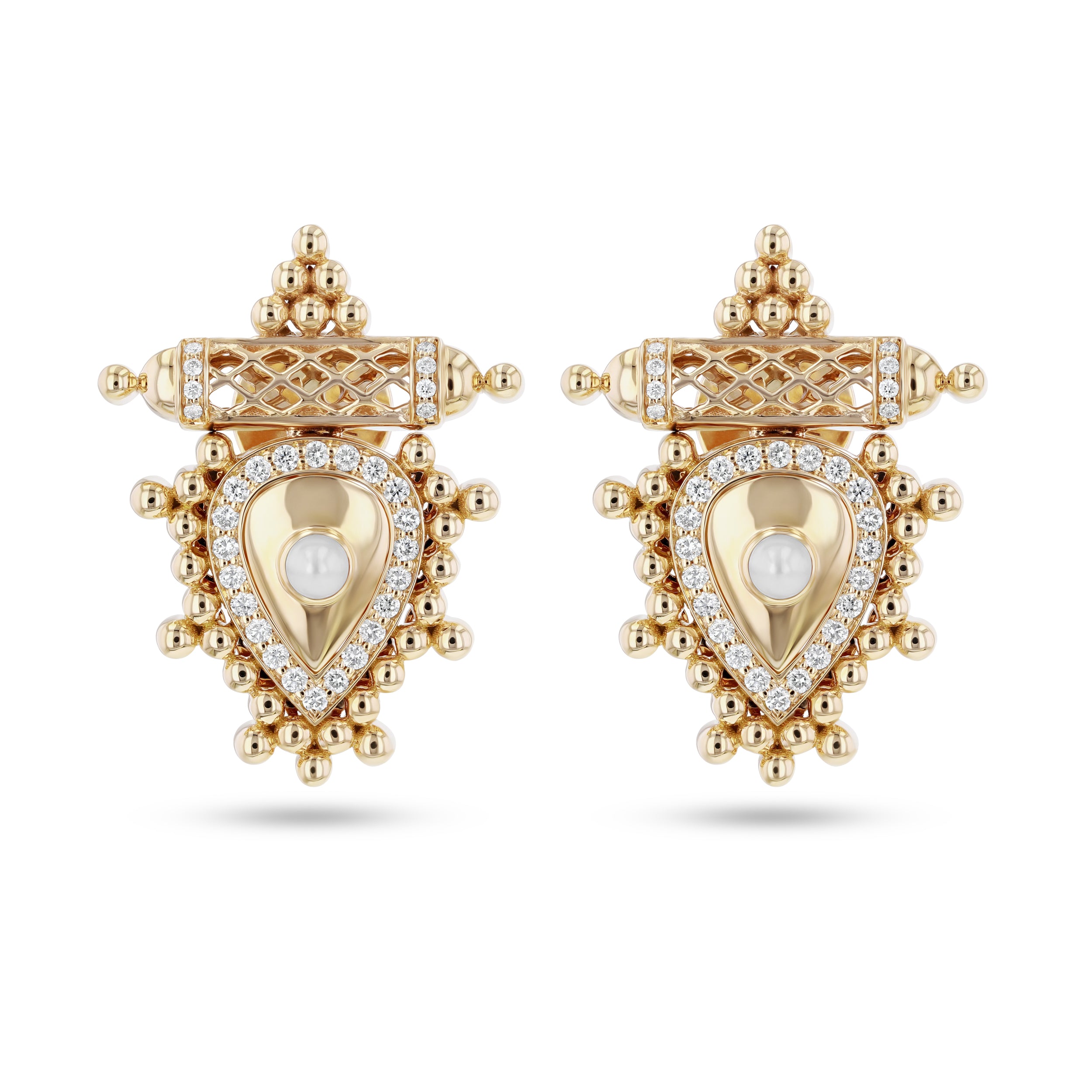 Al Qasr Small Earrings – Pearl | Yellow Gold